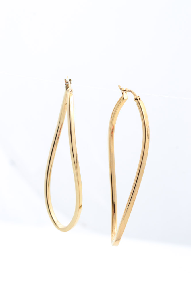 Gold Wash on Sterling Silver Elongated Hoop Earrings