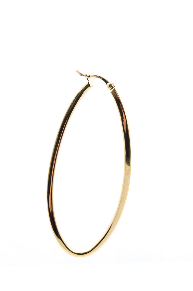 Gold Wash on Sterling Silver Elongated Hoop Earrings