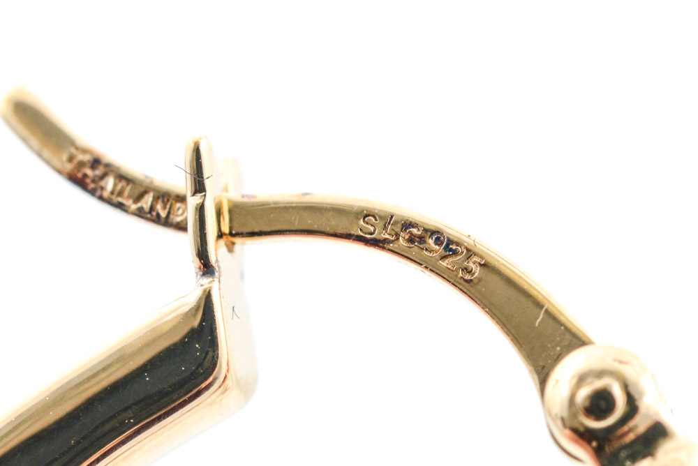 Gold Wash on Sterling Silver Elongated Hoop Earrings