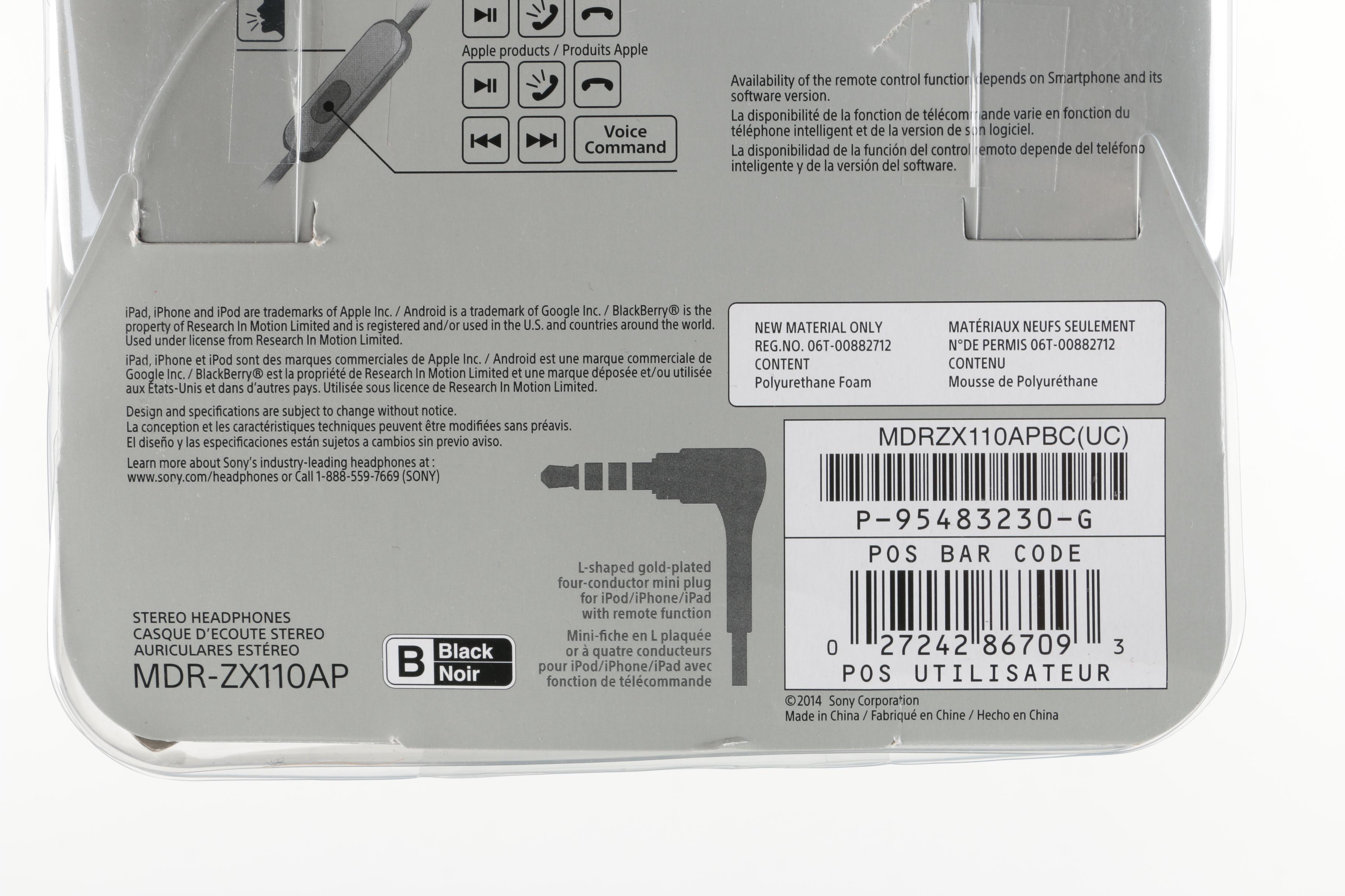 Sony MDR-ZX110AP Headphones