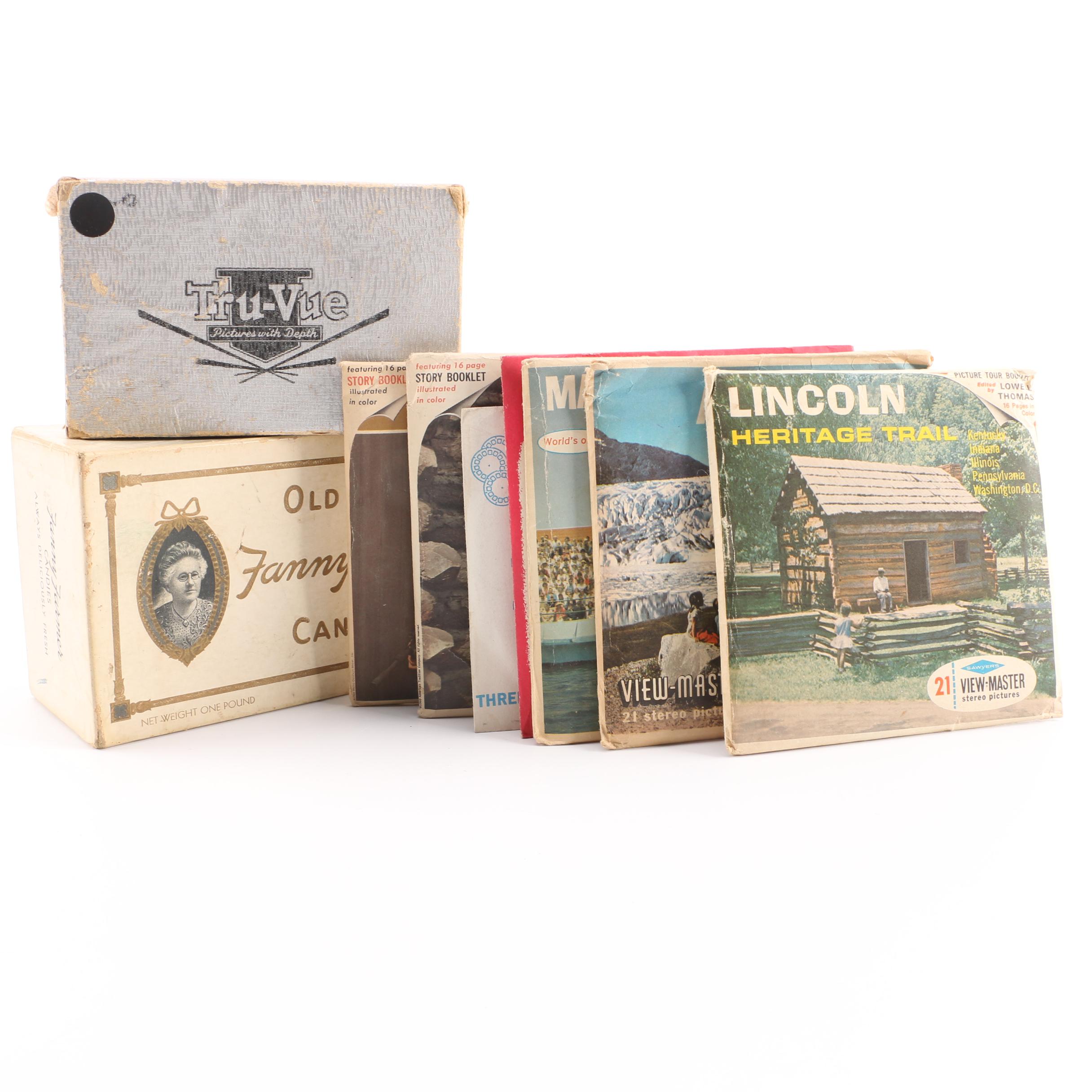 Vintage Tru-Vue 3D Film Viewer with Films and Viewmaster slides.