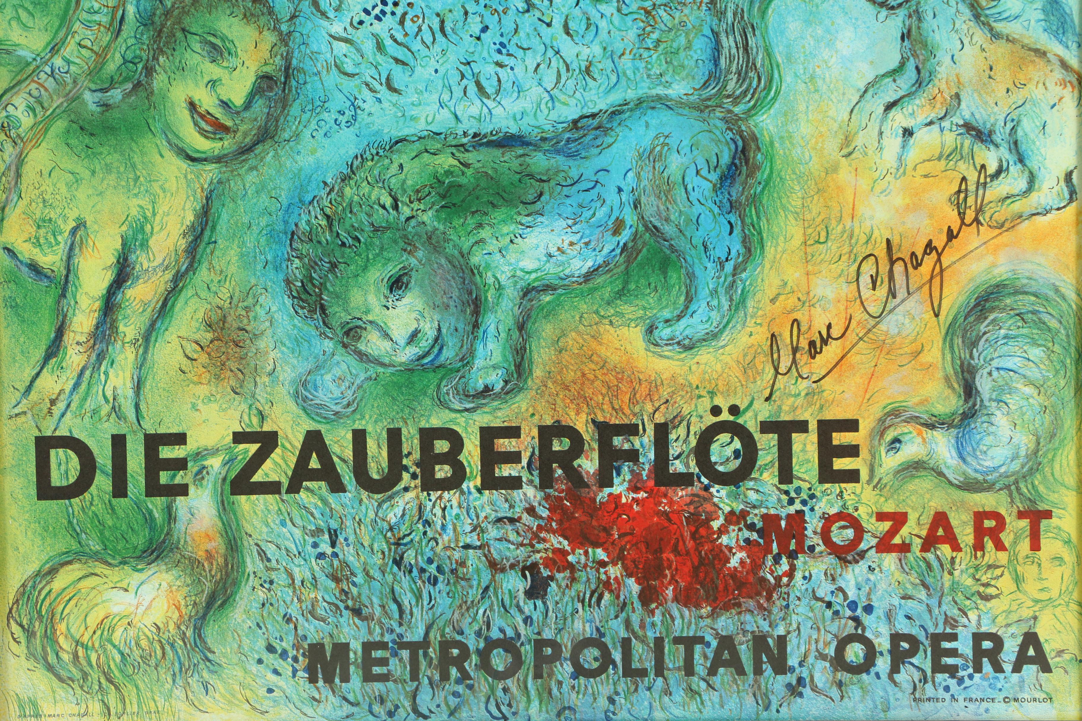 Marc Chagall Signed Offset Lithograph Poster "The Magic Flute"