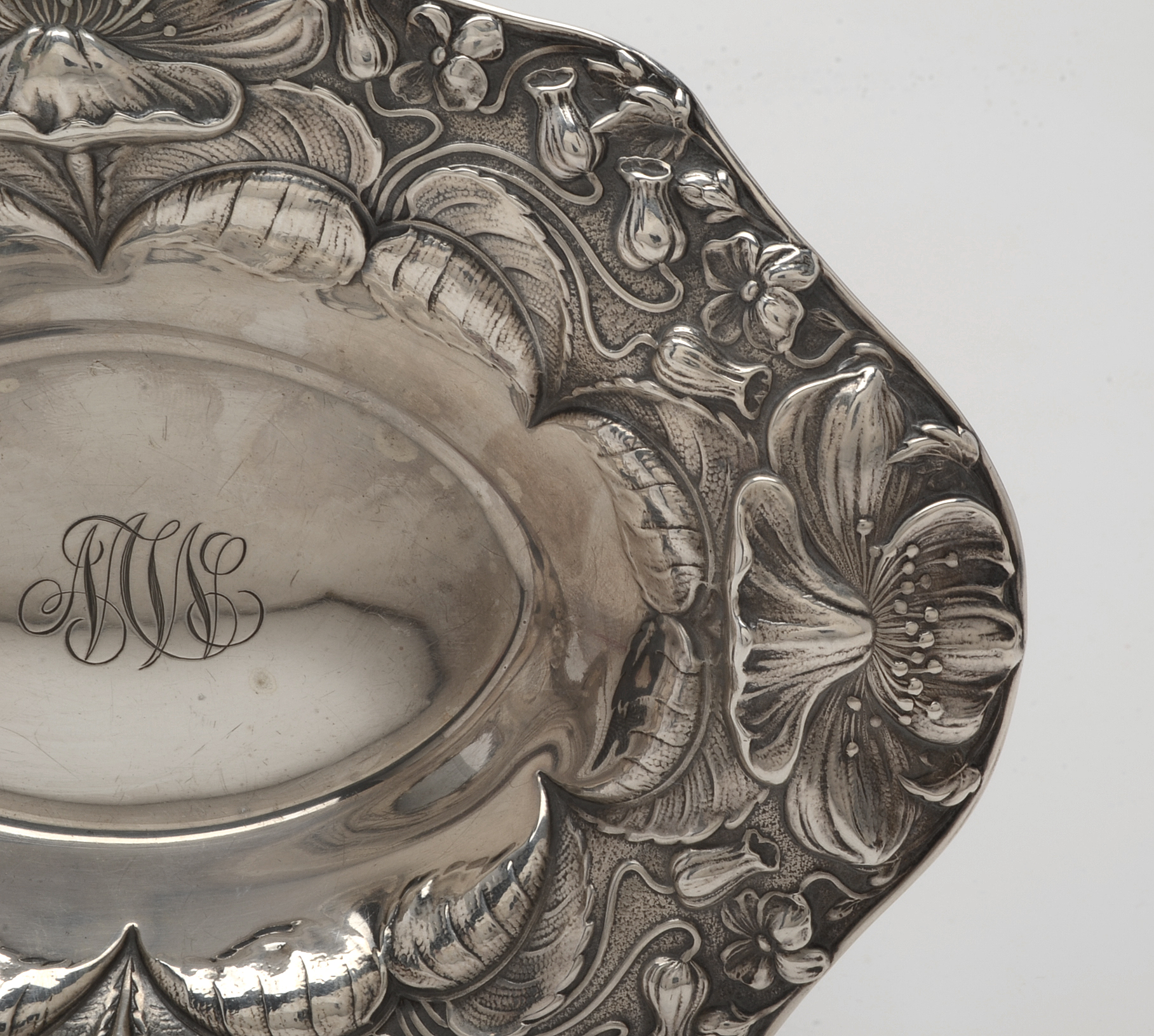 Gorham Art Nouveau Sterling Silver Repoussé Bon Bon Bowl