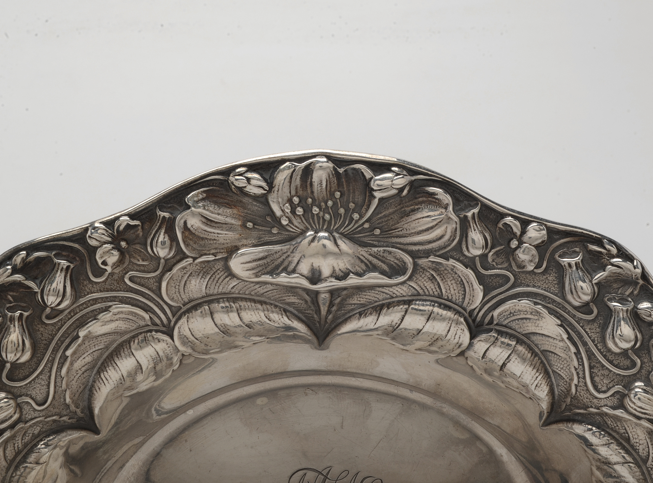 Gorham Art Nouveau Sterling Silver Repoussé Bon Bon Bowl