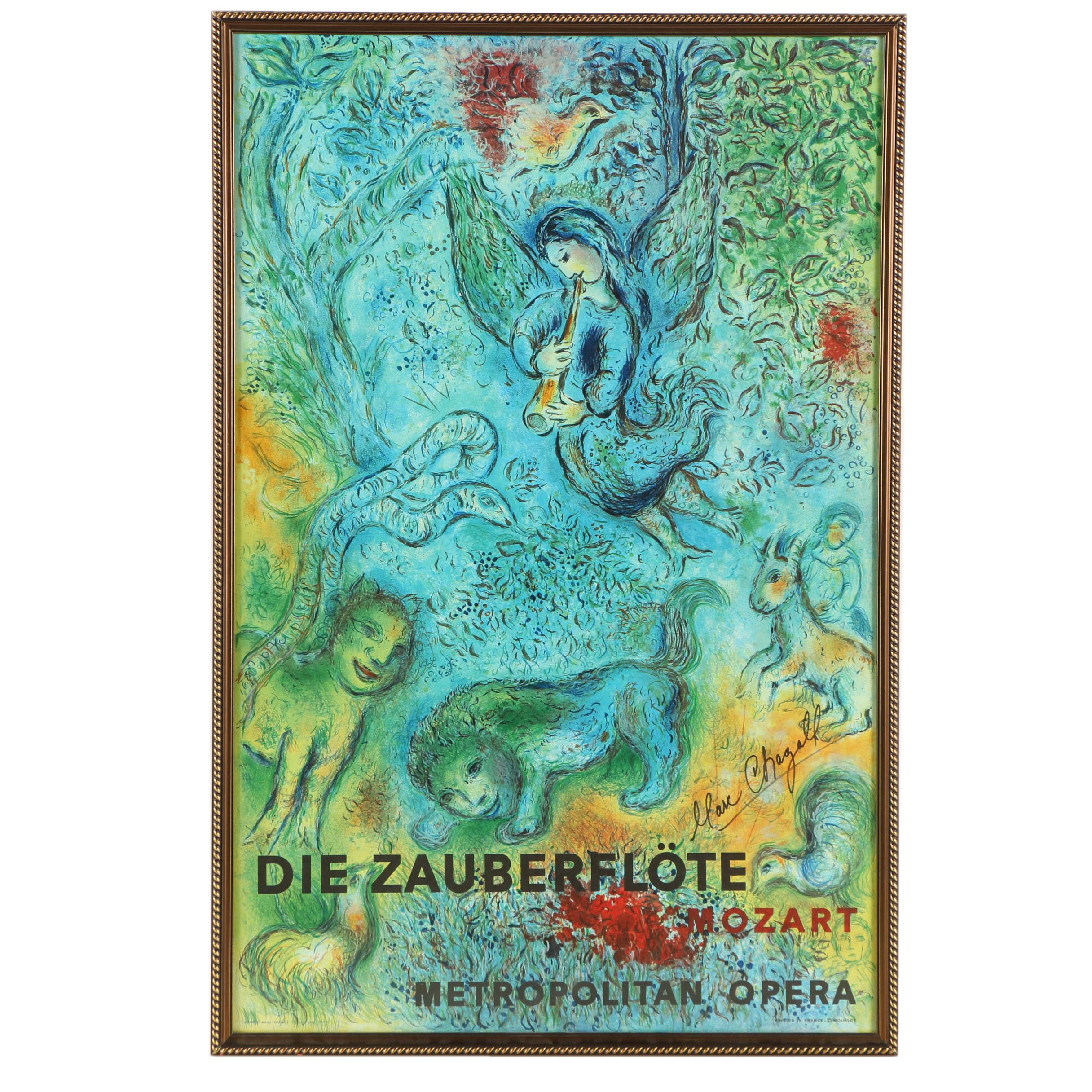 Marc Chagall Signed Offset Lithograph Poster "The Magic Flute"