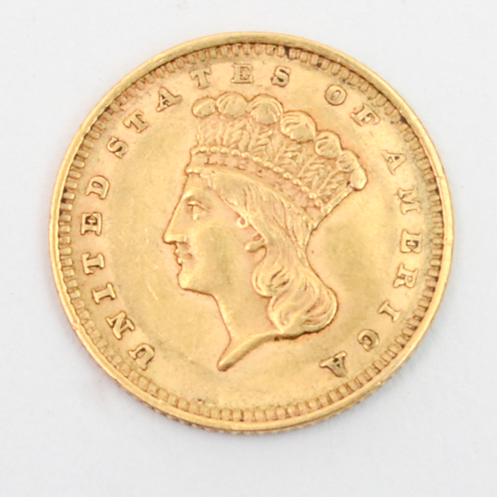 1862 One Dollar Indian Princess Head Gold Coin