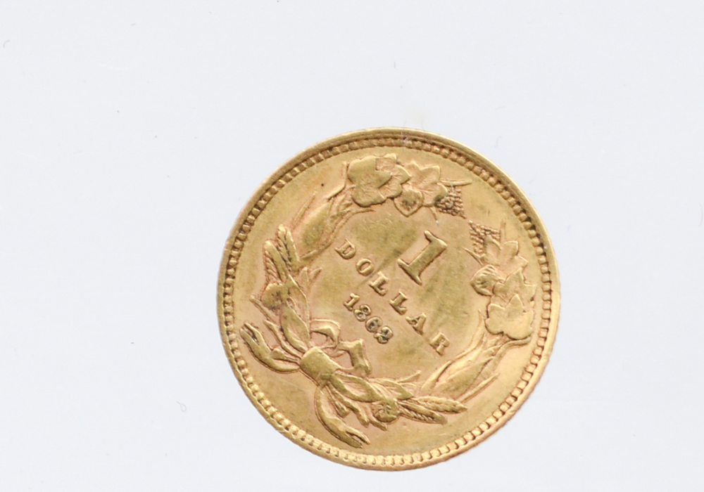1862 One Dollar Indian Princess Head Gold Coin