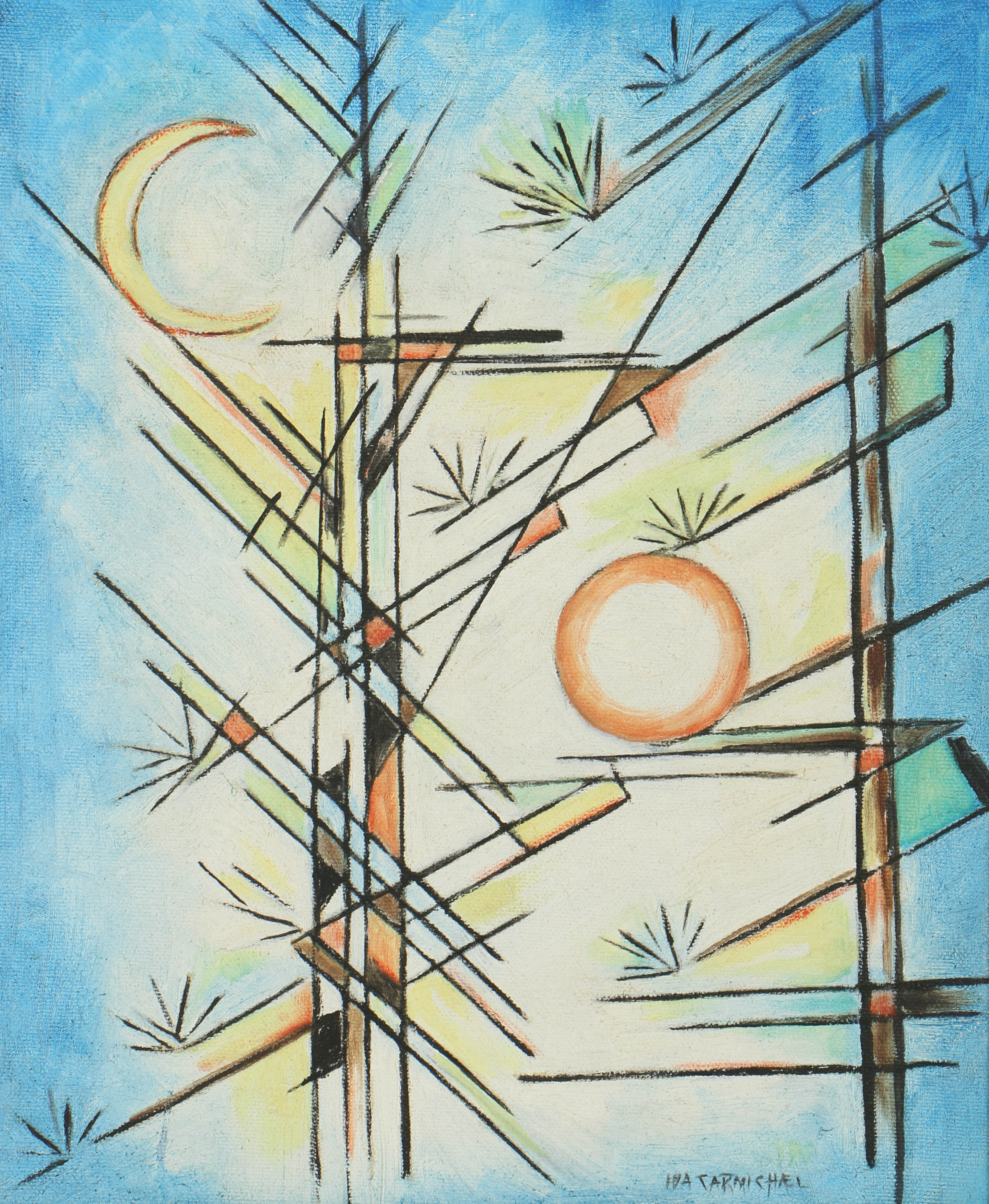 Ida Barbour Carmichael Oil Painting on Canvas "Louhi Steals the Sun & Moon"