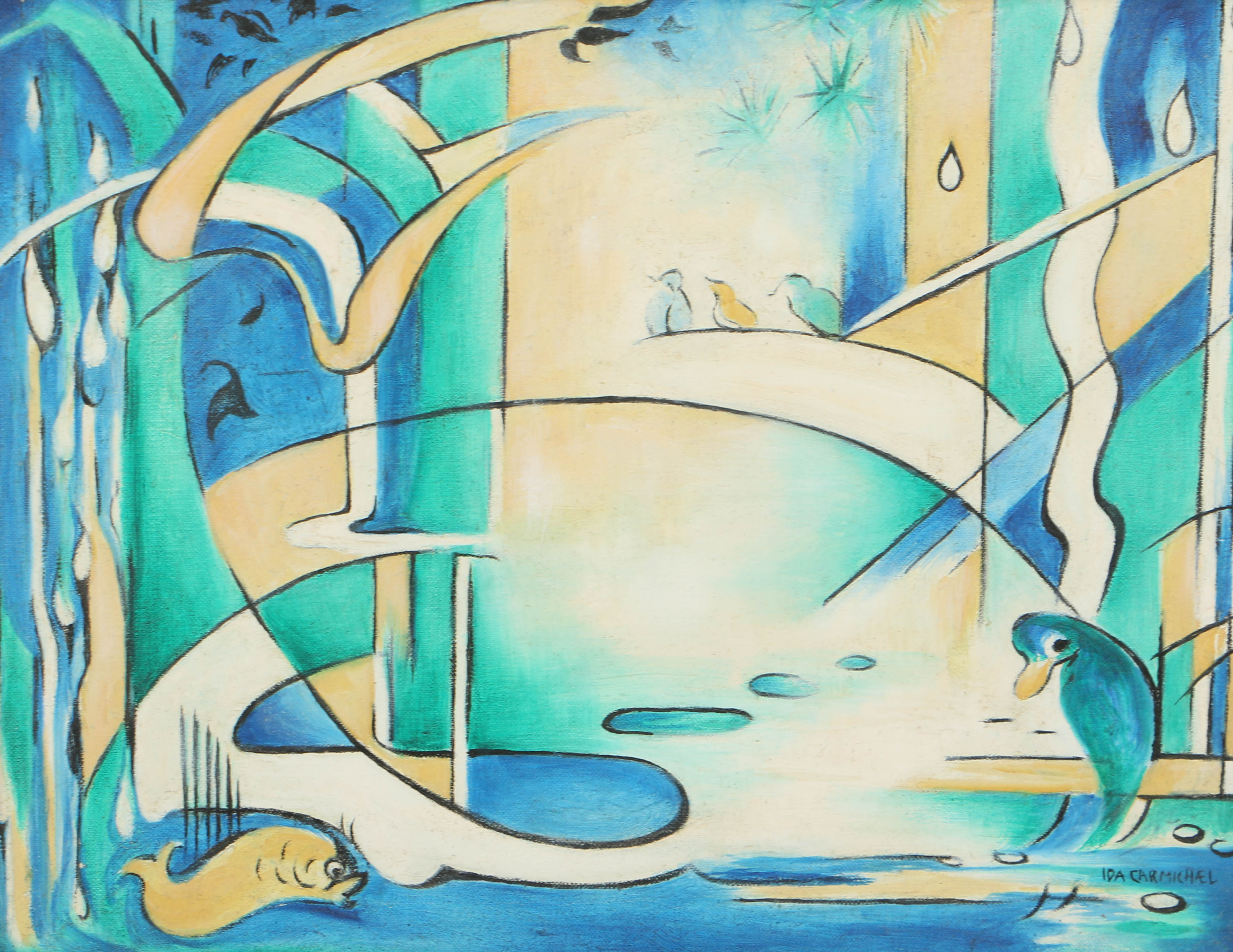 Ida Barbour Carmichael Oil Painting on Canvas "Wainamoinens Harp Song"