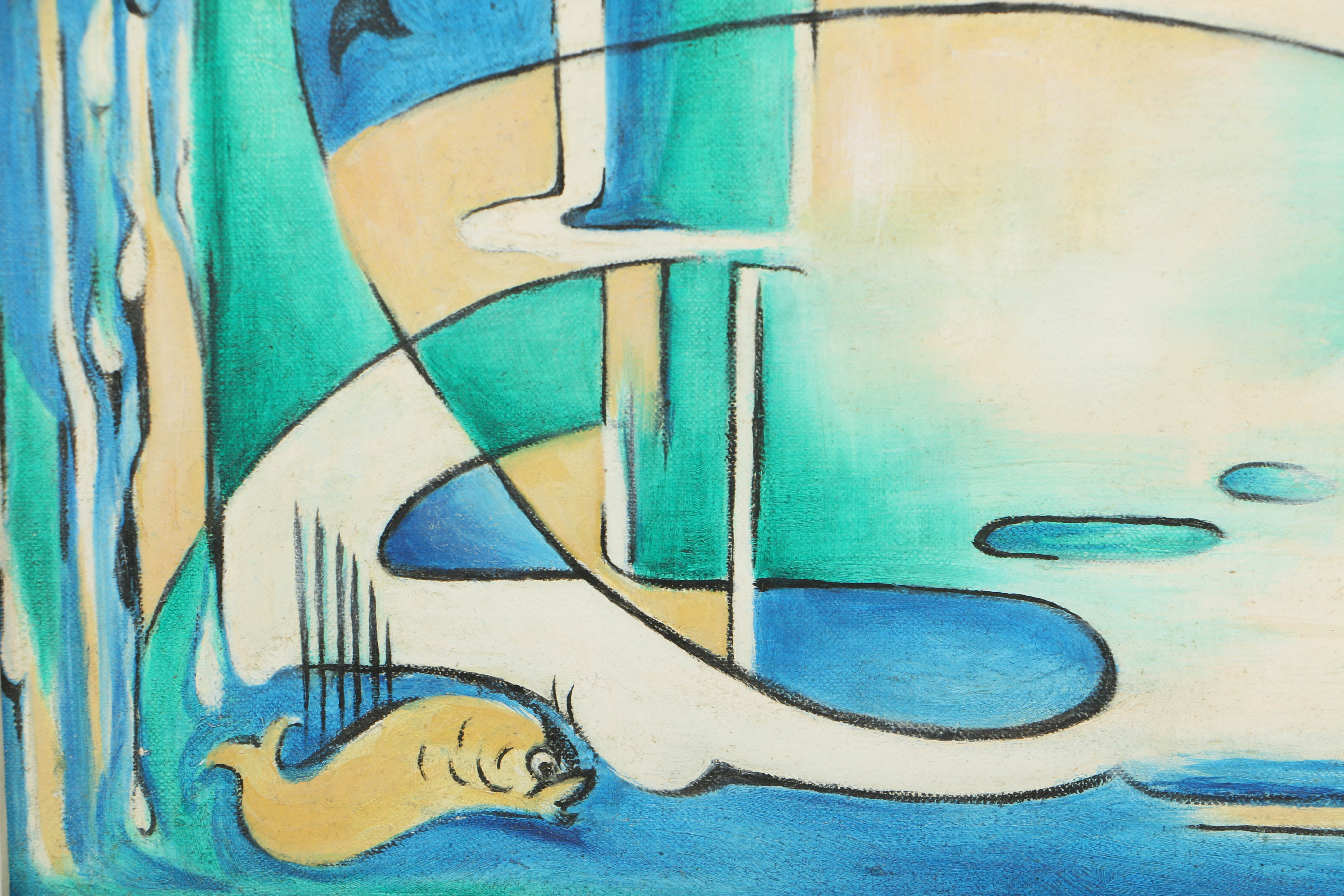 Ida Barbour Carmichael Oil Painting on Canvas "Wainamoinens Harp Song"