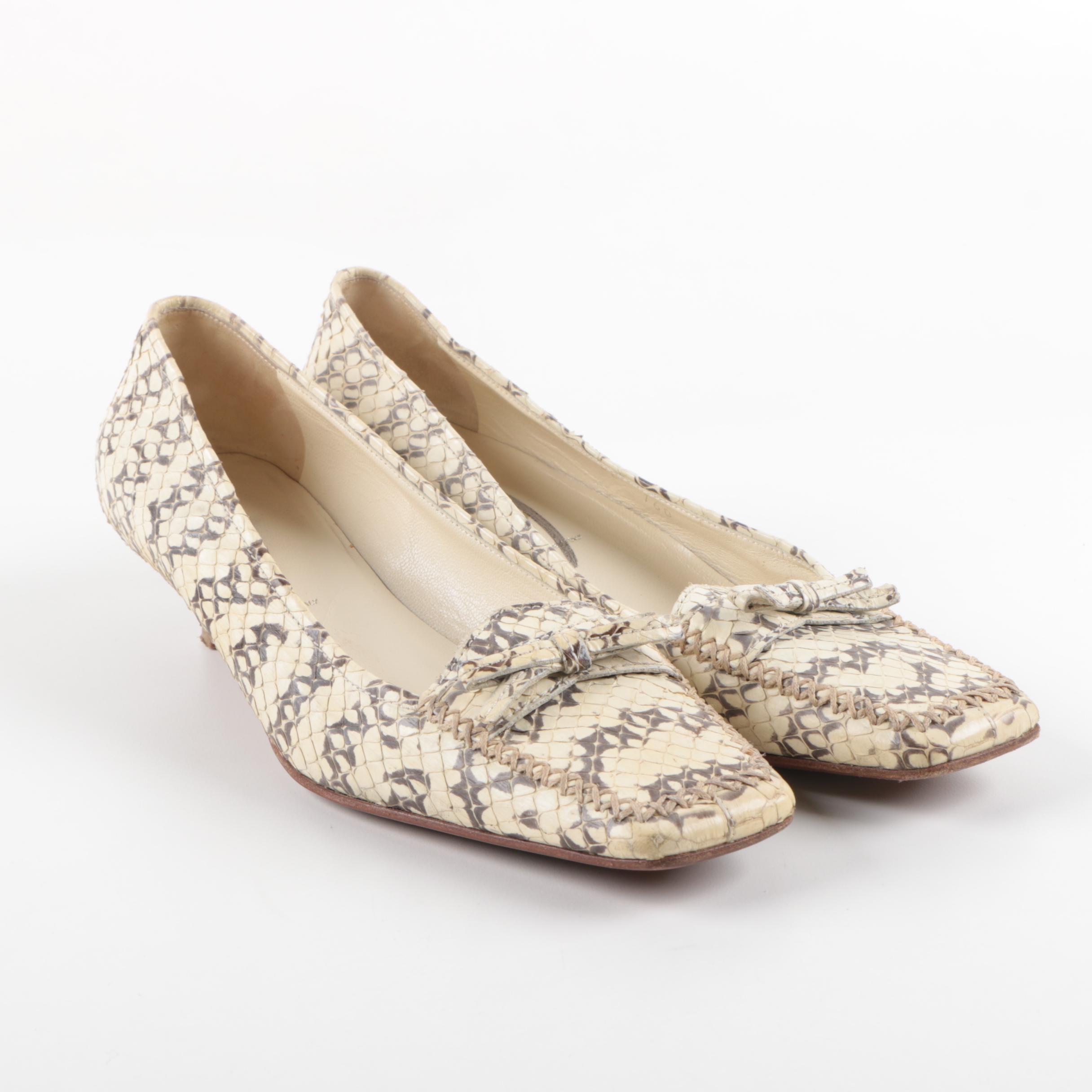Prada Cream Snakeskin Kitten Heels