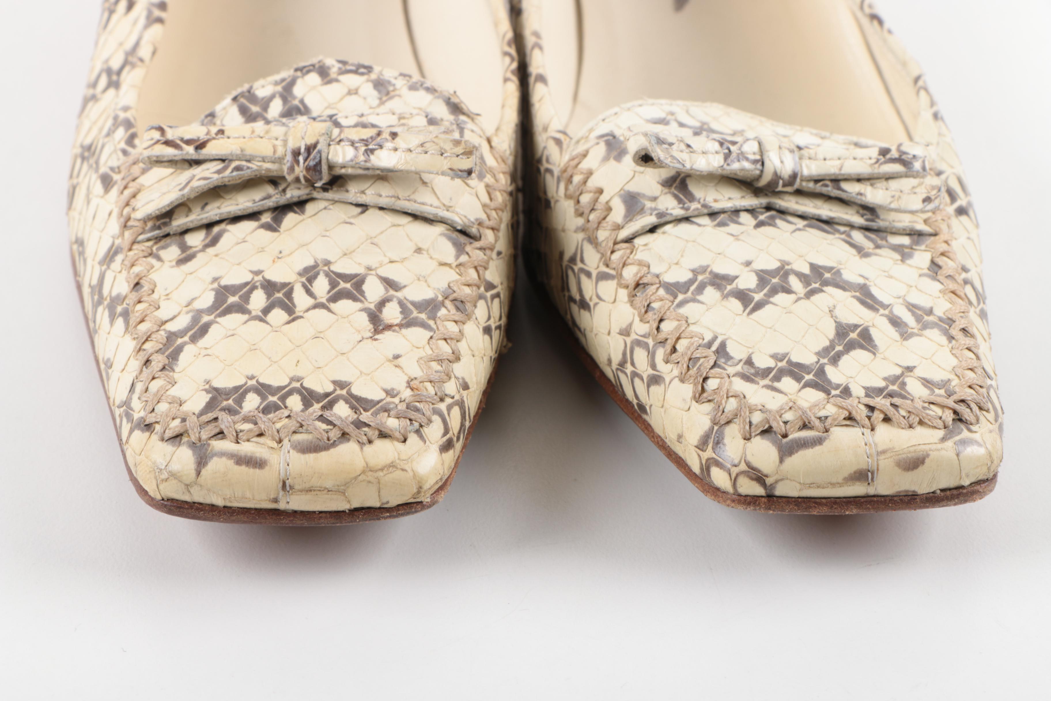 Prada Cream Snakeskin Kitten Heels