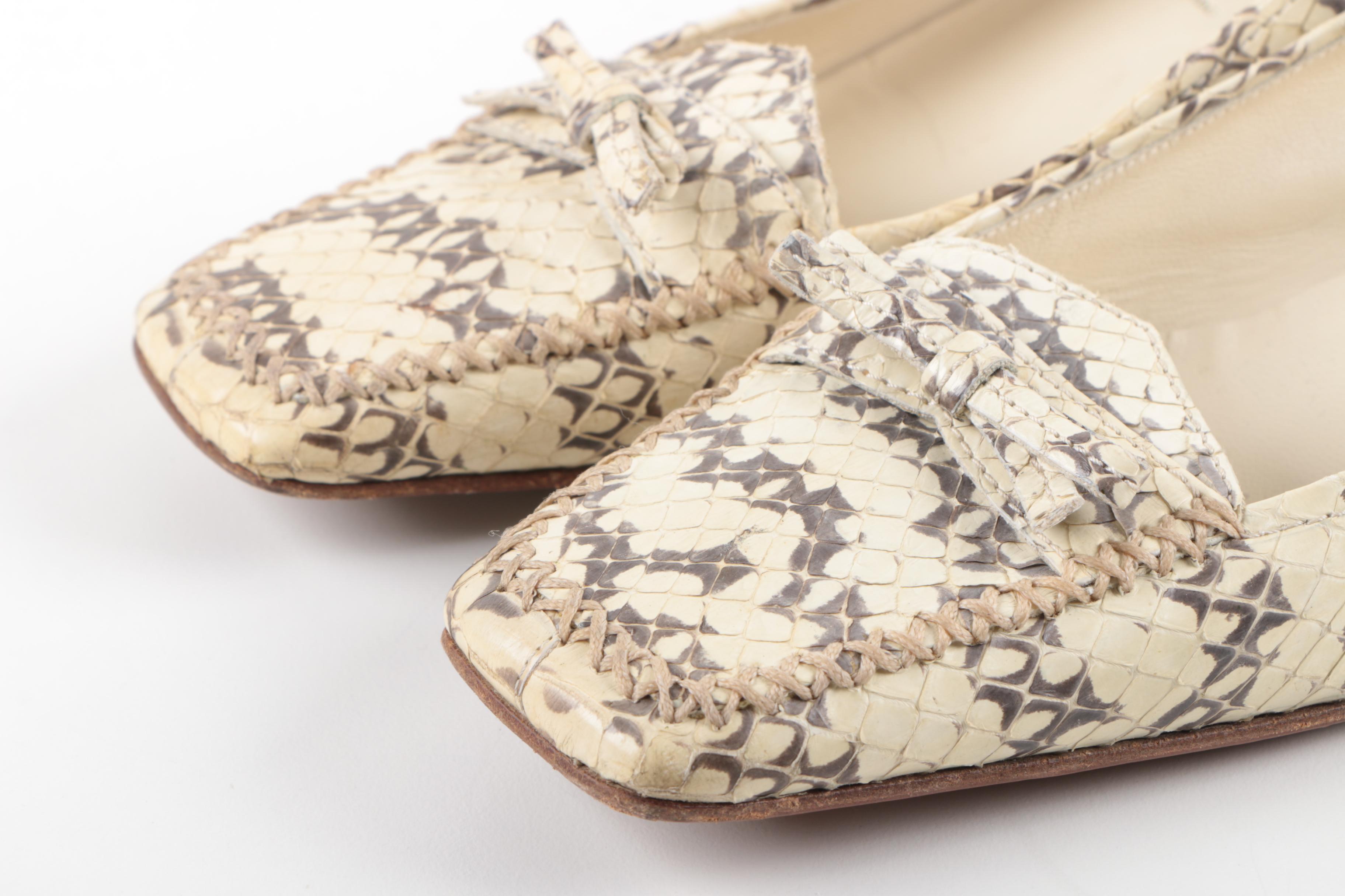 Prada Cream Snakeskin Kitten Heels