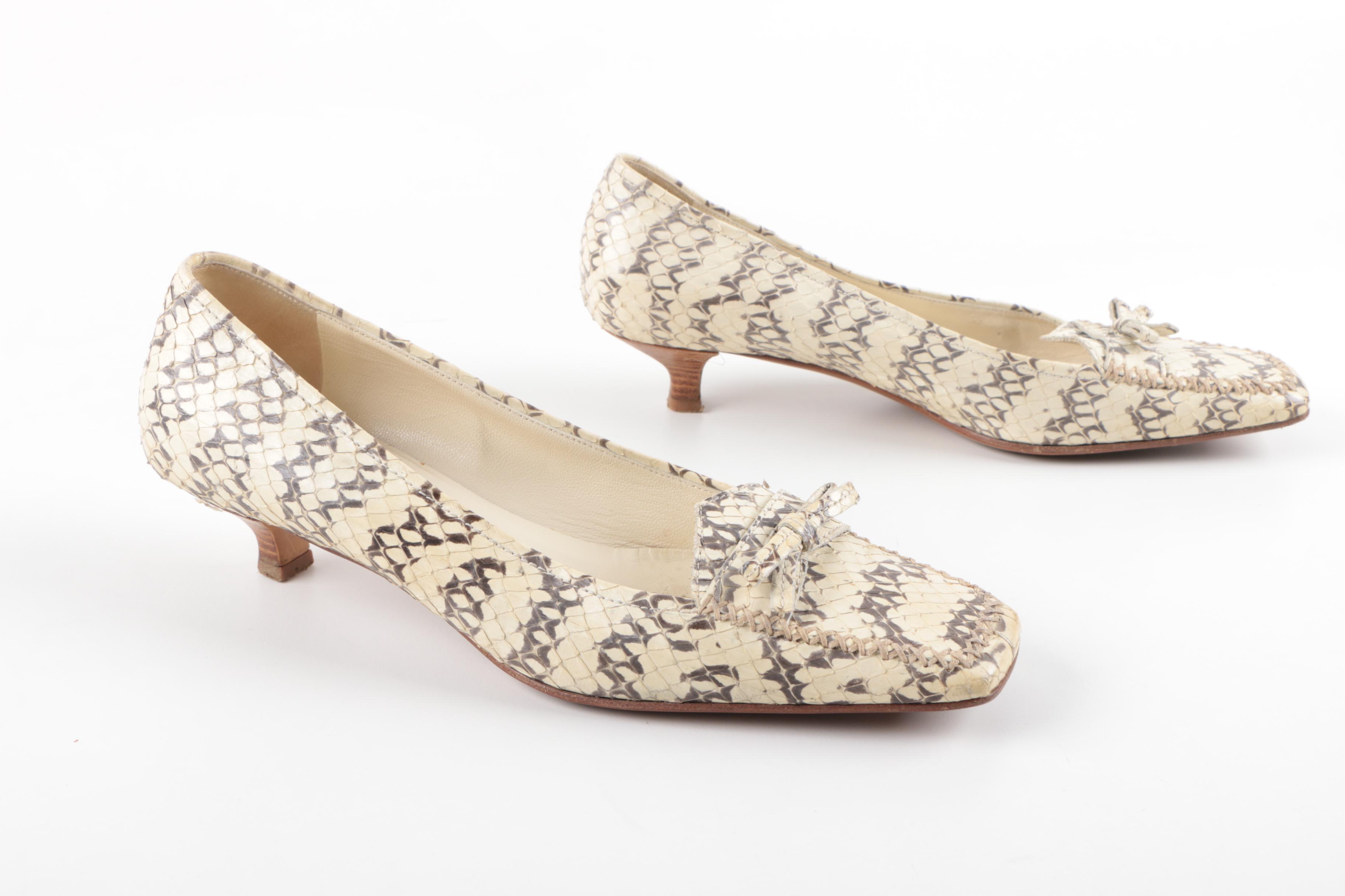 Prada Cream Snakeskin Kitten Heels