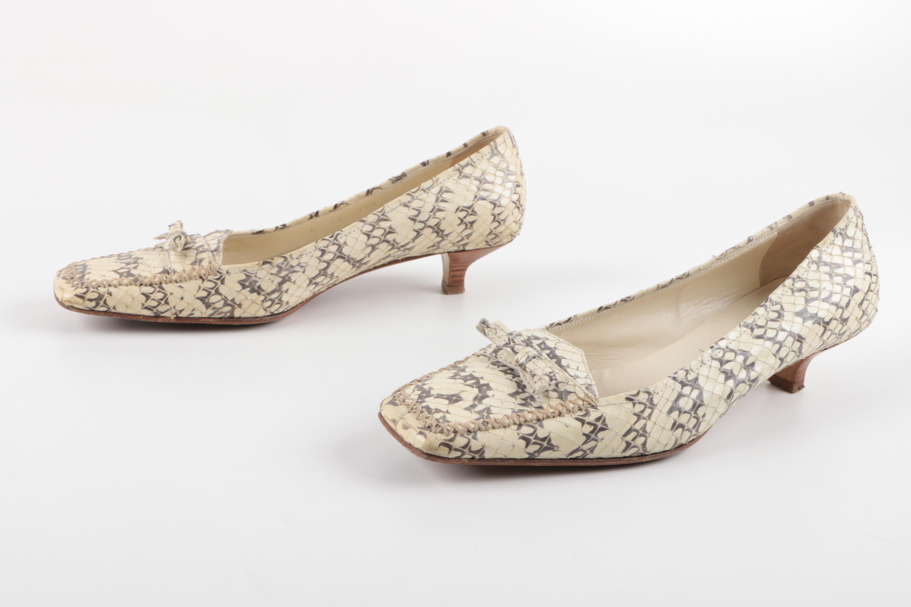 Prada Cream Snakeskin Kitten Heels