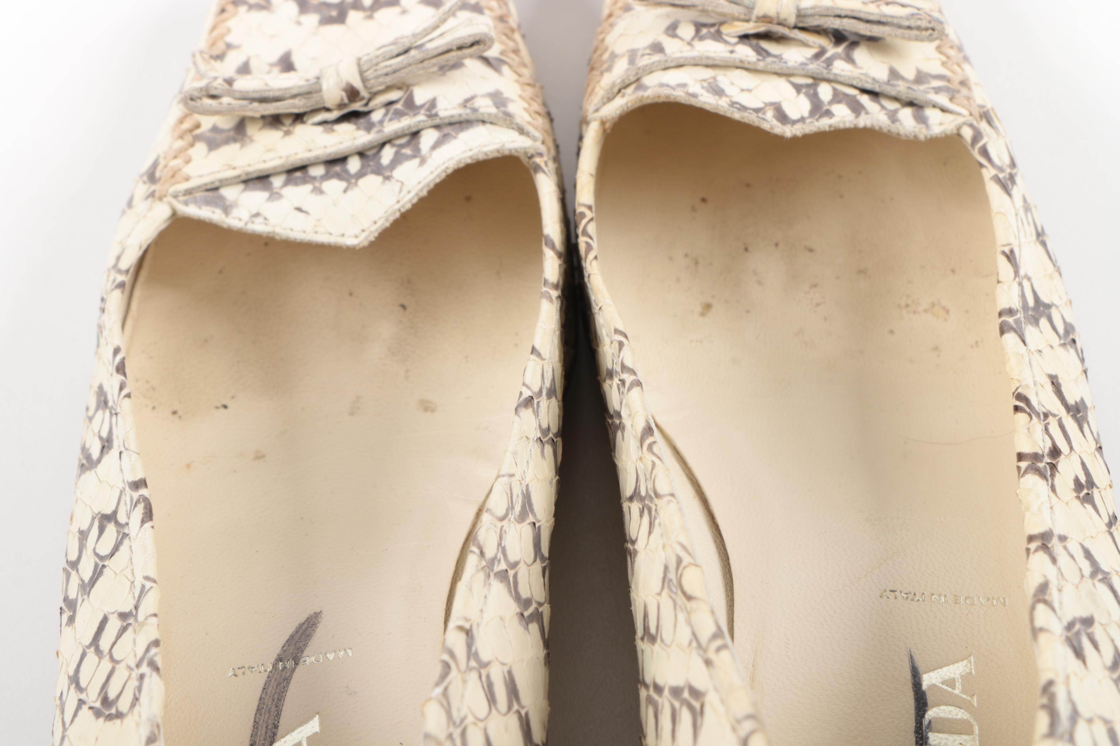 Prada Cream Snakeskin Kitten Heels