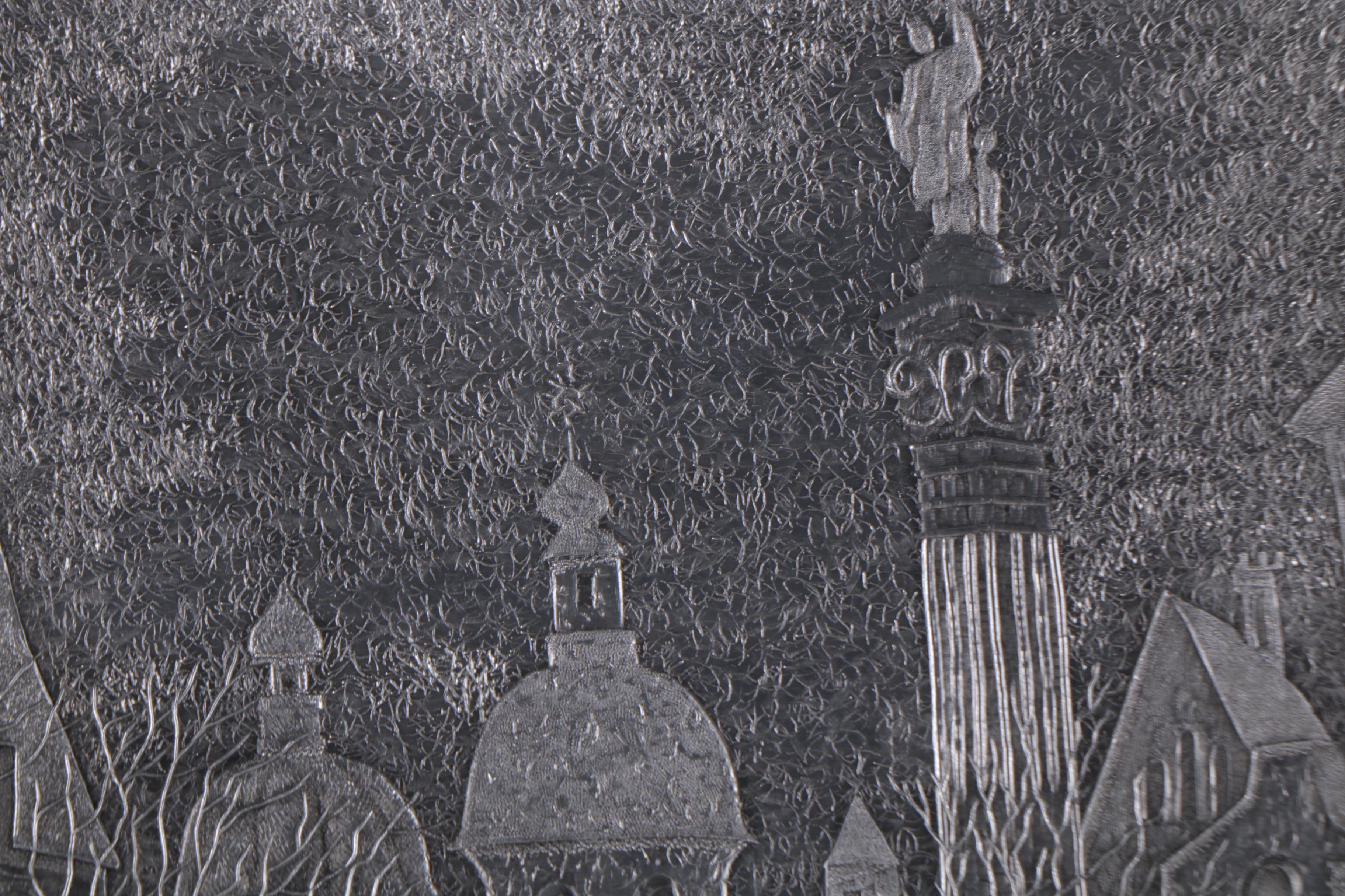 Embossed Metal Plate After Anatole Krasnyansky "Stare Miasto - Old Warsaw"