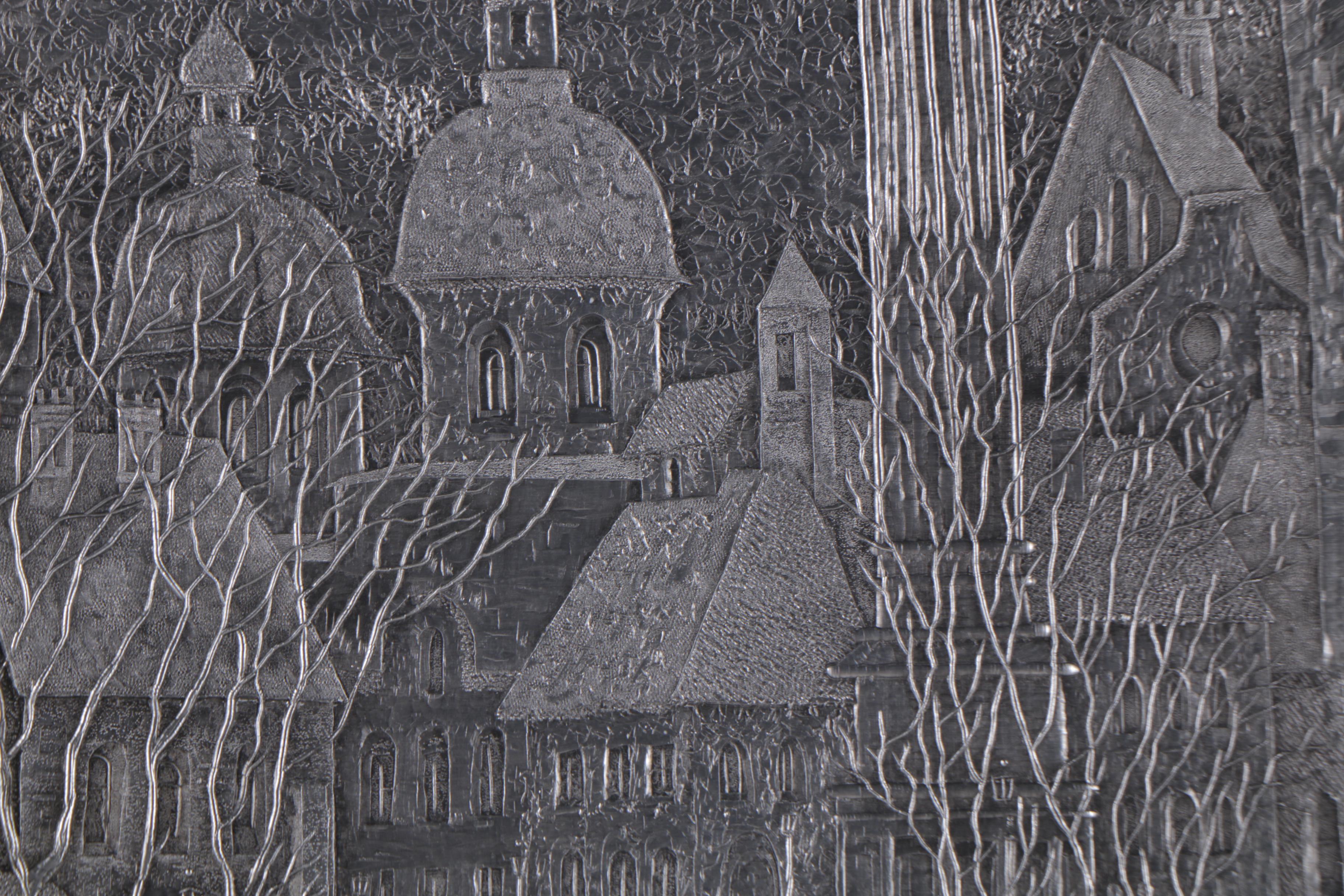 Embossed Metal Plate After Anatole Krasnyansky "Stare Miasto - Old Warsaw"