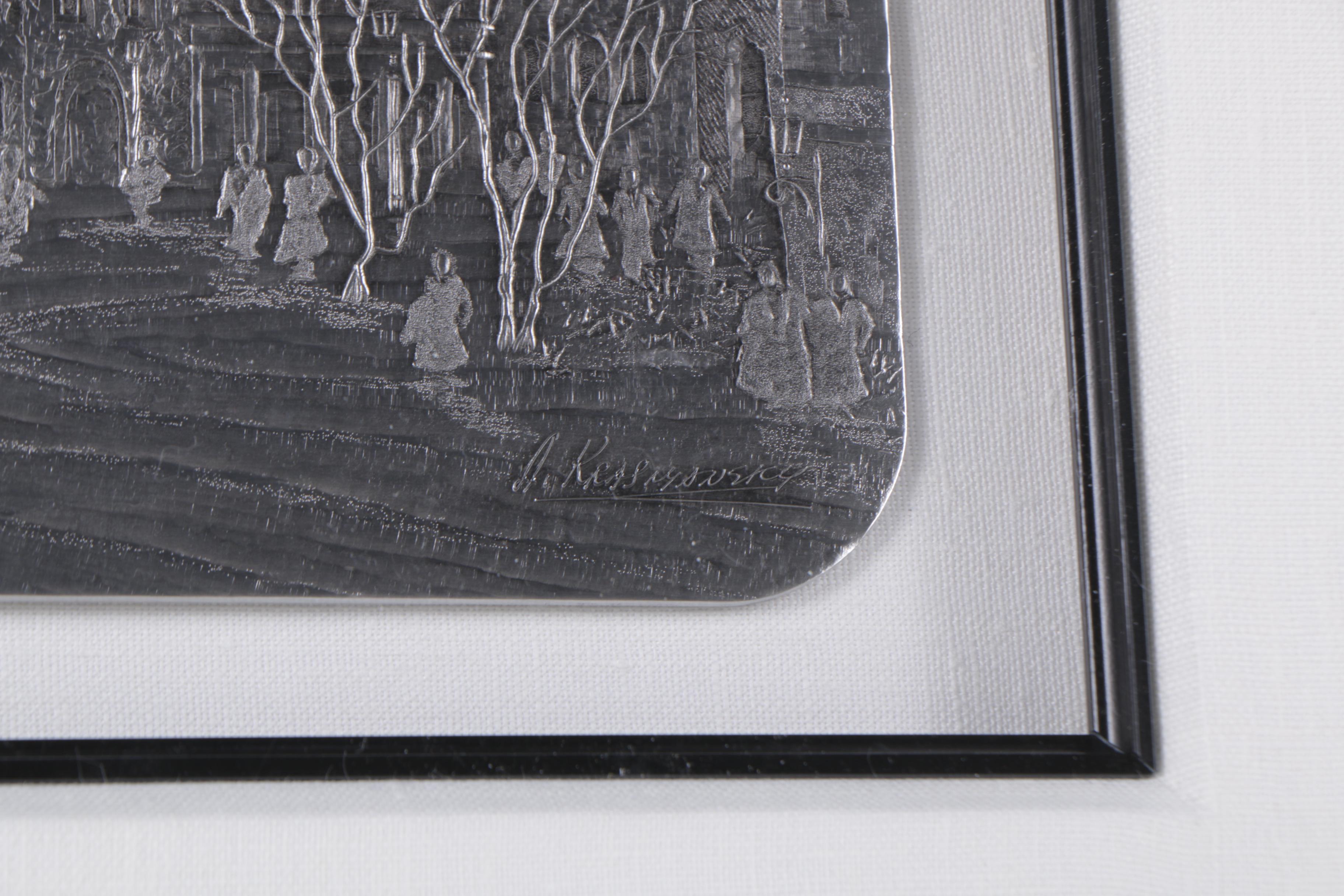 Embossed Metal Plate After Anatole Krasnyansky "Stare Miasto - Old Warsaw"