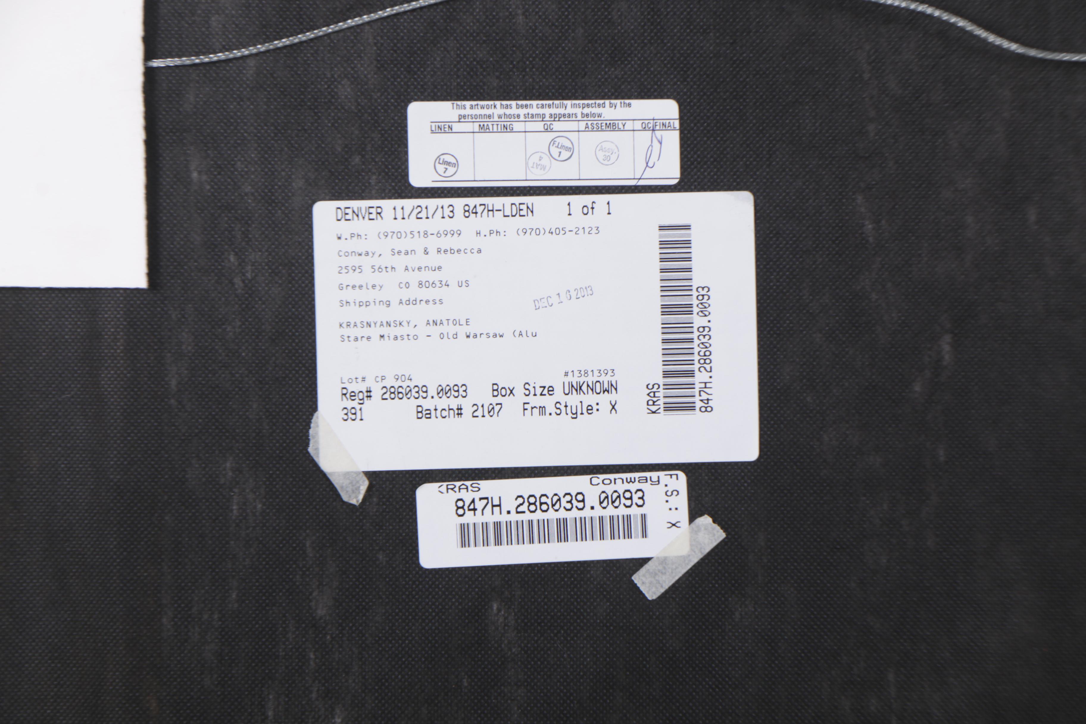 Embossed Metal Plate After Anatole Krasnyansky "Stare Miasto - Old Warsaw"