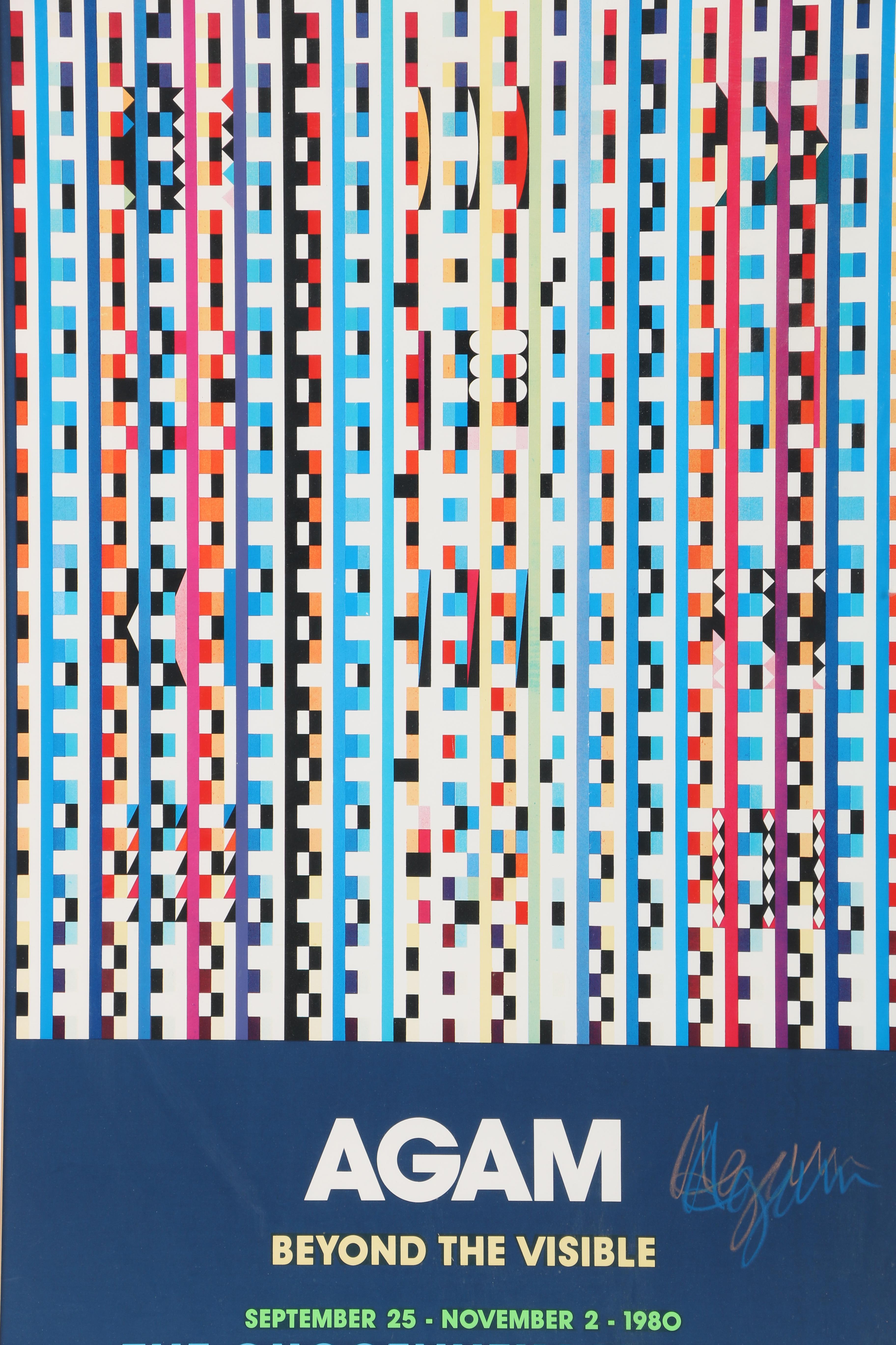 Yaacov Agam Autographed 1980 Guggenheim Exhibition Poster