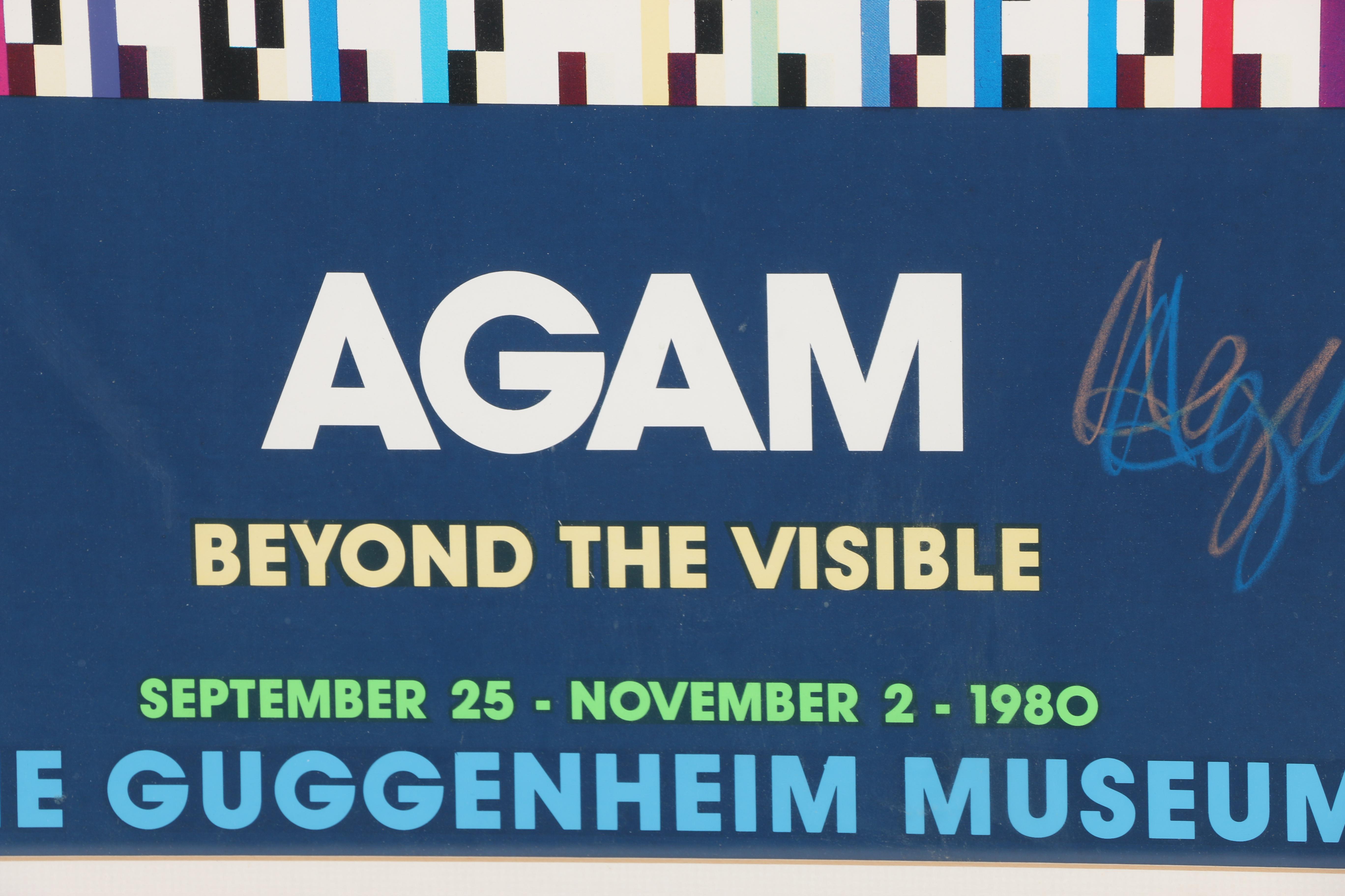Yaacov Agam Autographed 1980 Guggenheim Exhibition Poster