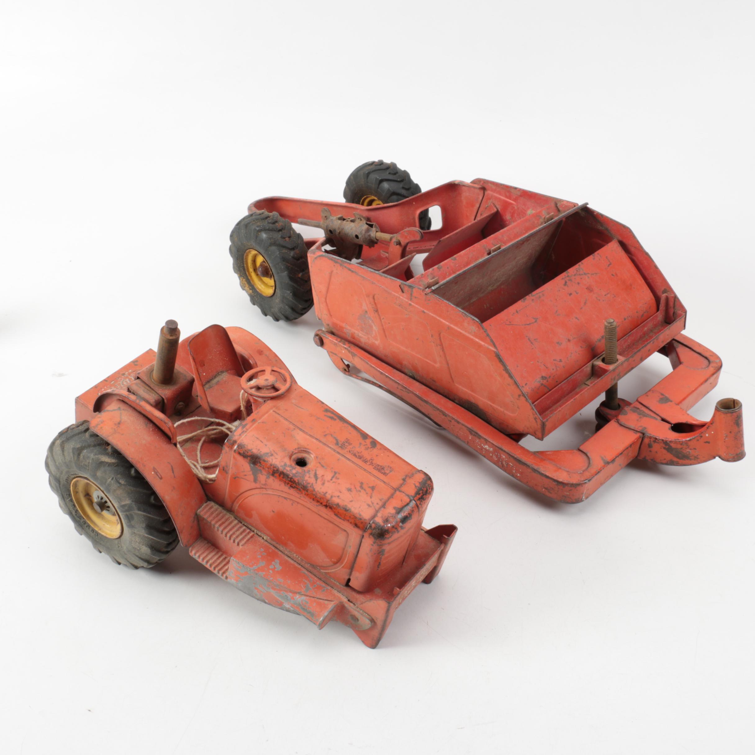 Doepke Model Toys Pressed Steel Tractor and Combine