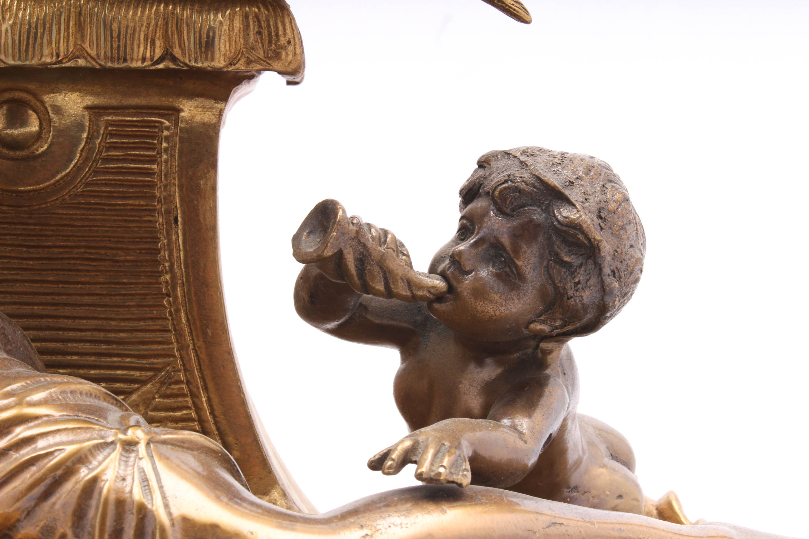 French Louis Auguste Moreau Bronze and Spelter Mantel Clock for Imperial