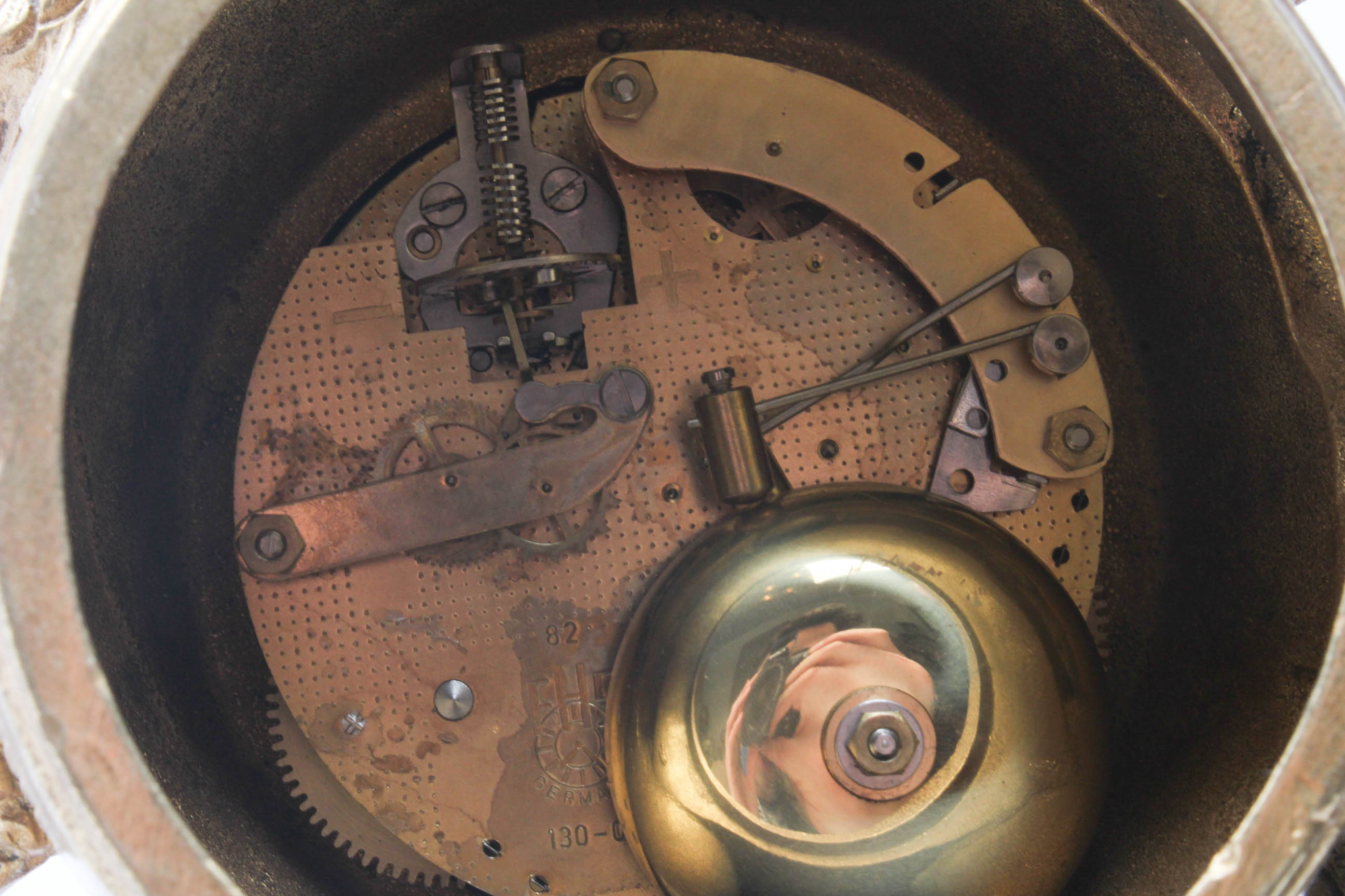 French Louis Auguste Moreau Bronze and Spelter Mantel Clock for Imperial