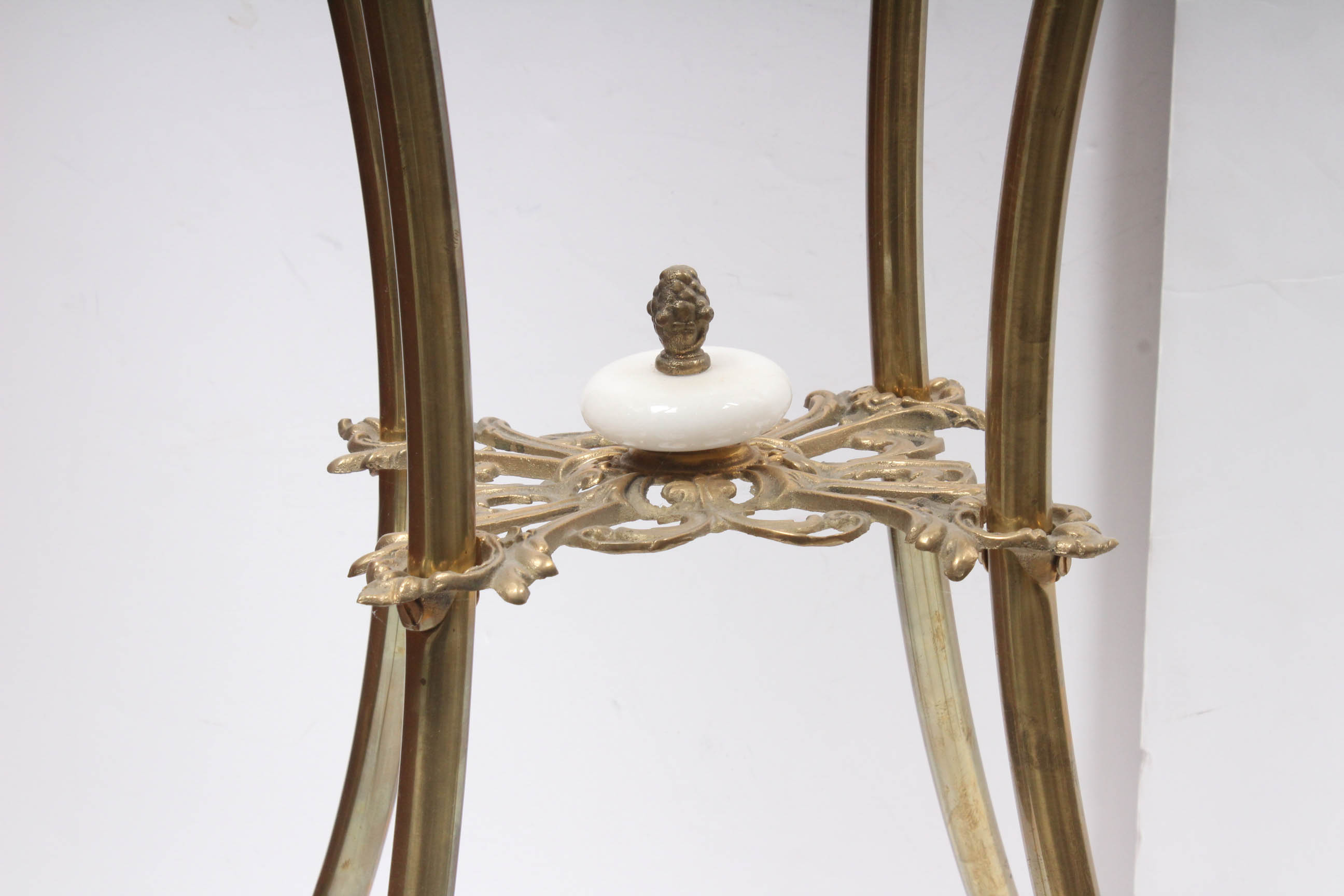 Two Vintage Rococo Revival Style Marble and Brass Plant Stands