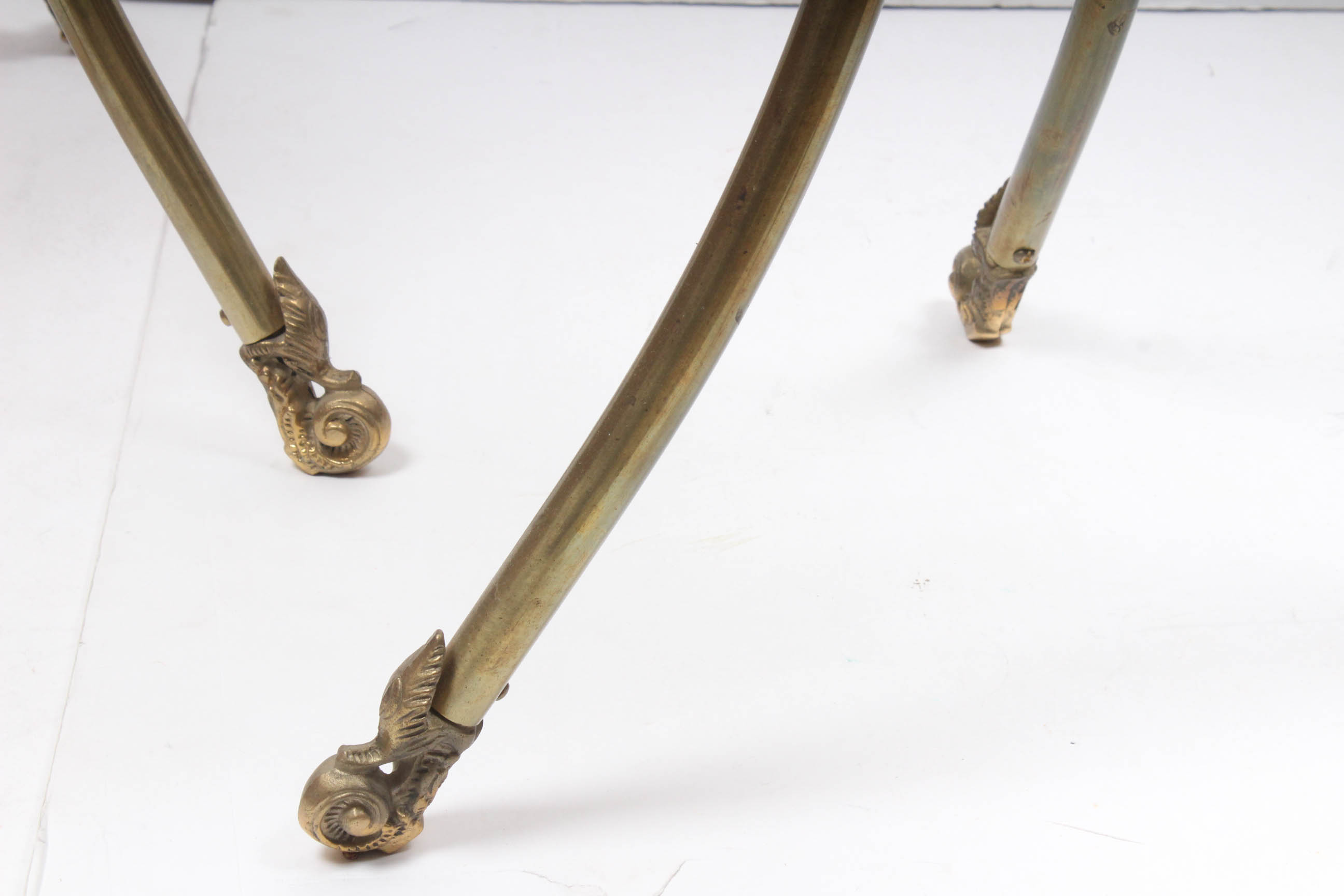 Two Vintage Rococo Revival Style Marble and Brass Plant Stands