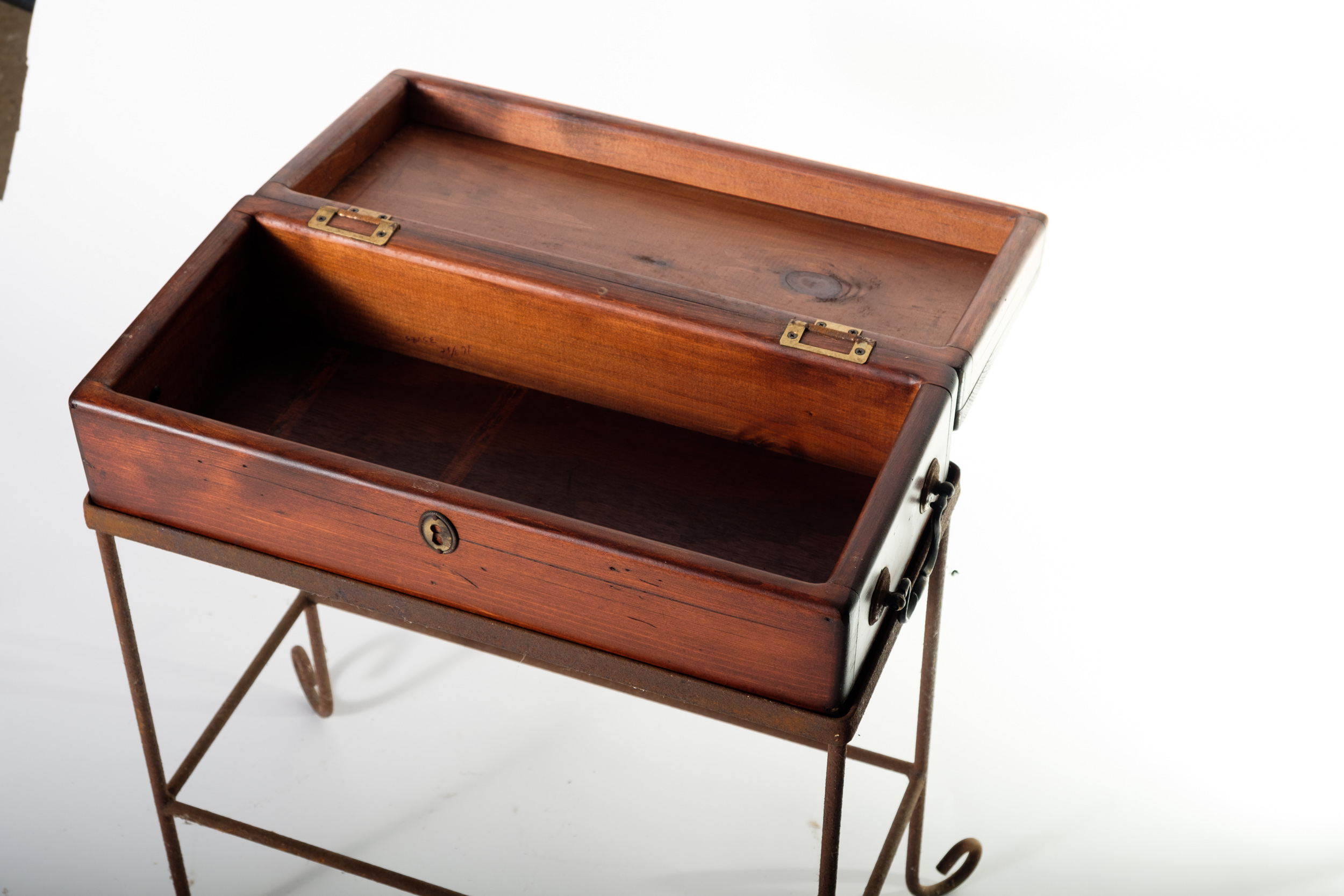 Pine Chest on a Wrought Iron Stand