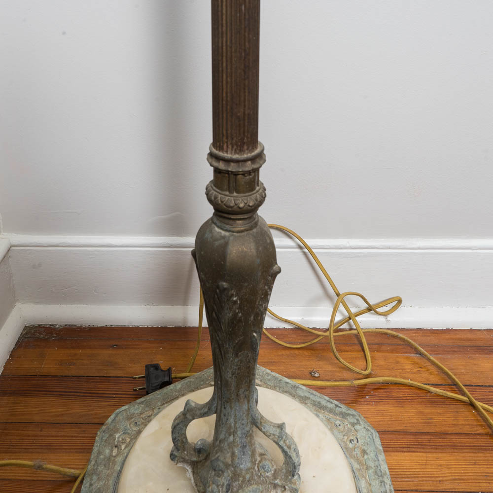 Vintage Torchiere Floor Lamp with Glass Shade