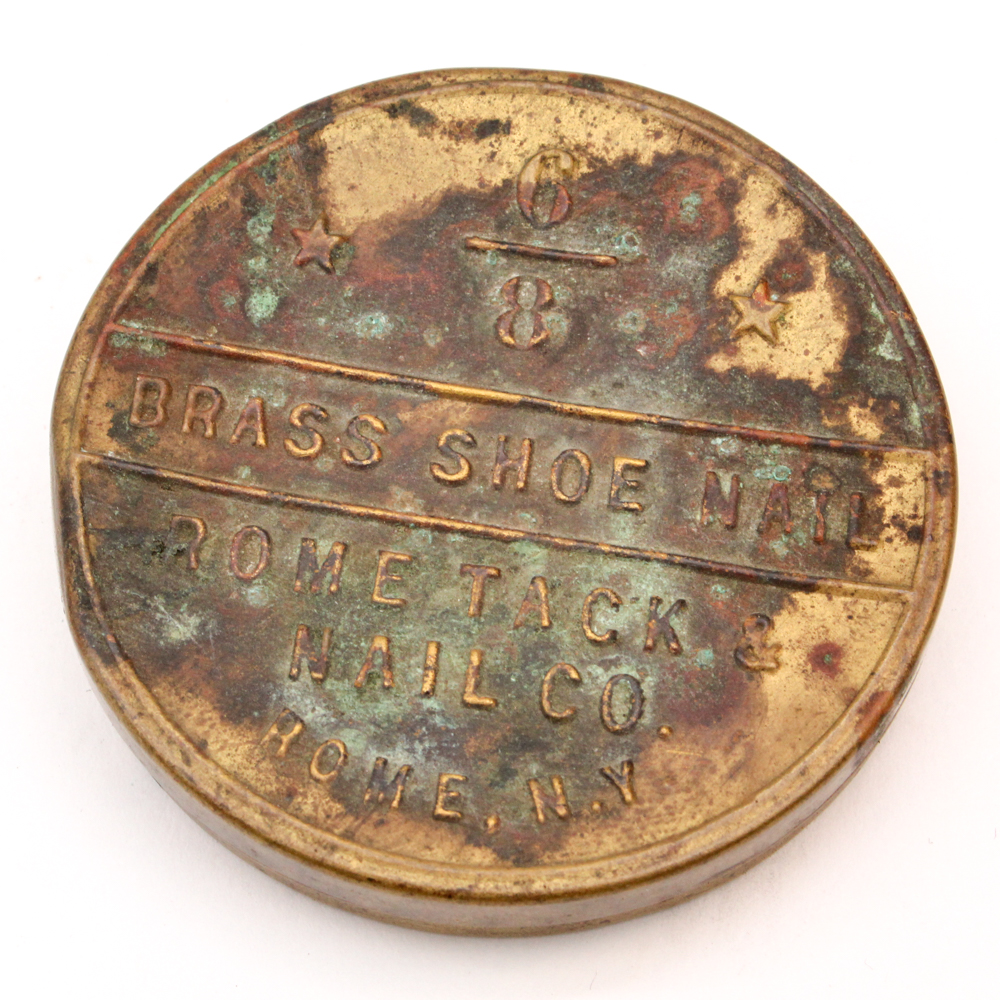 Vintage Rome Tack & Nail Co Brass Shoe Nail Kit and Container