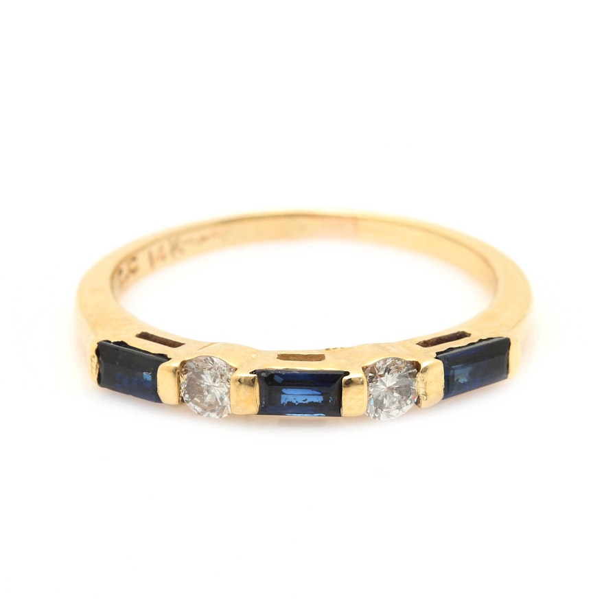 Criterion Jewelry Casting 14K Yellow Gold Sapphire and Diamond Ring