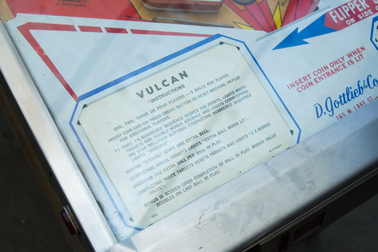 1977 Vulcan Pinball Machine