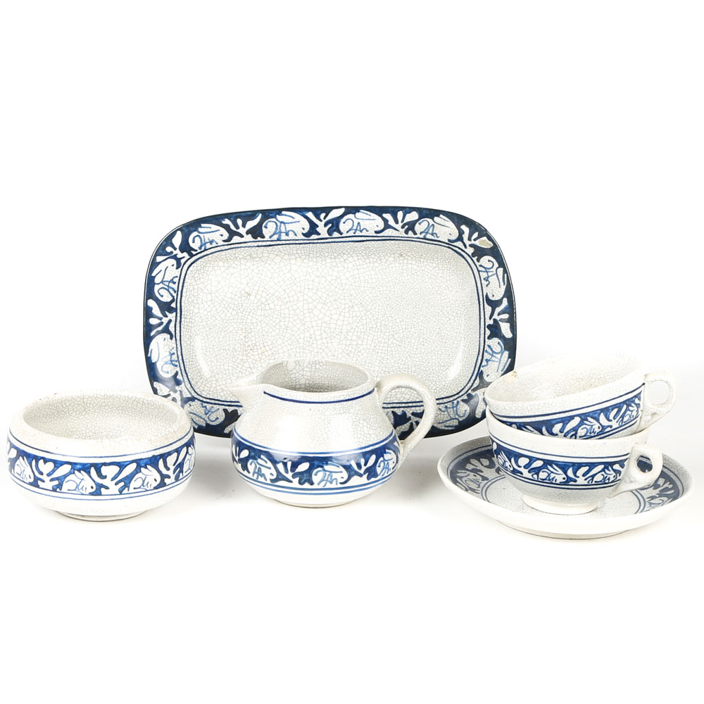 Antique Dedham Pottery "Rabbit" Tea Set