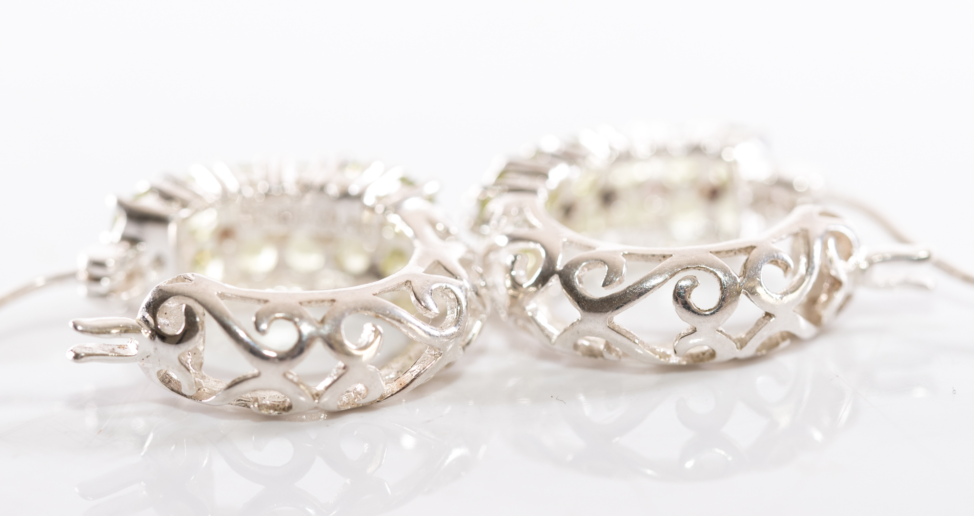 Sterling Silver Peridot and White Topaz Hoop Earrings