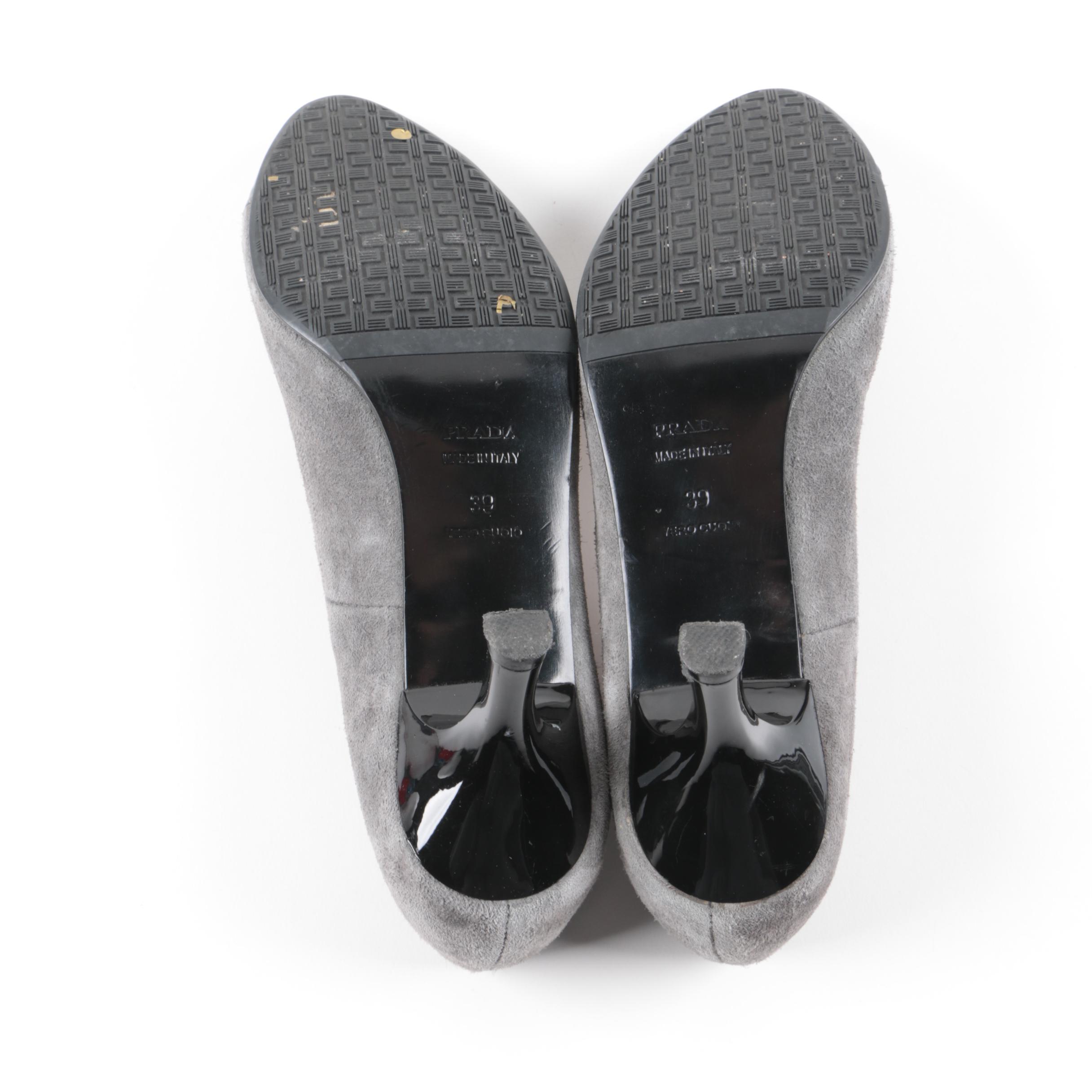 Prada Grey Suede Pumps