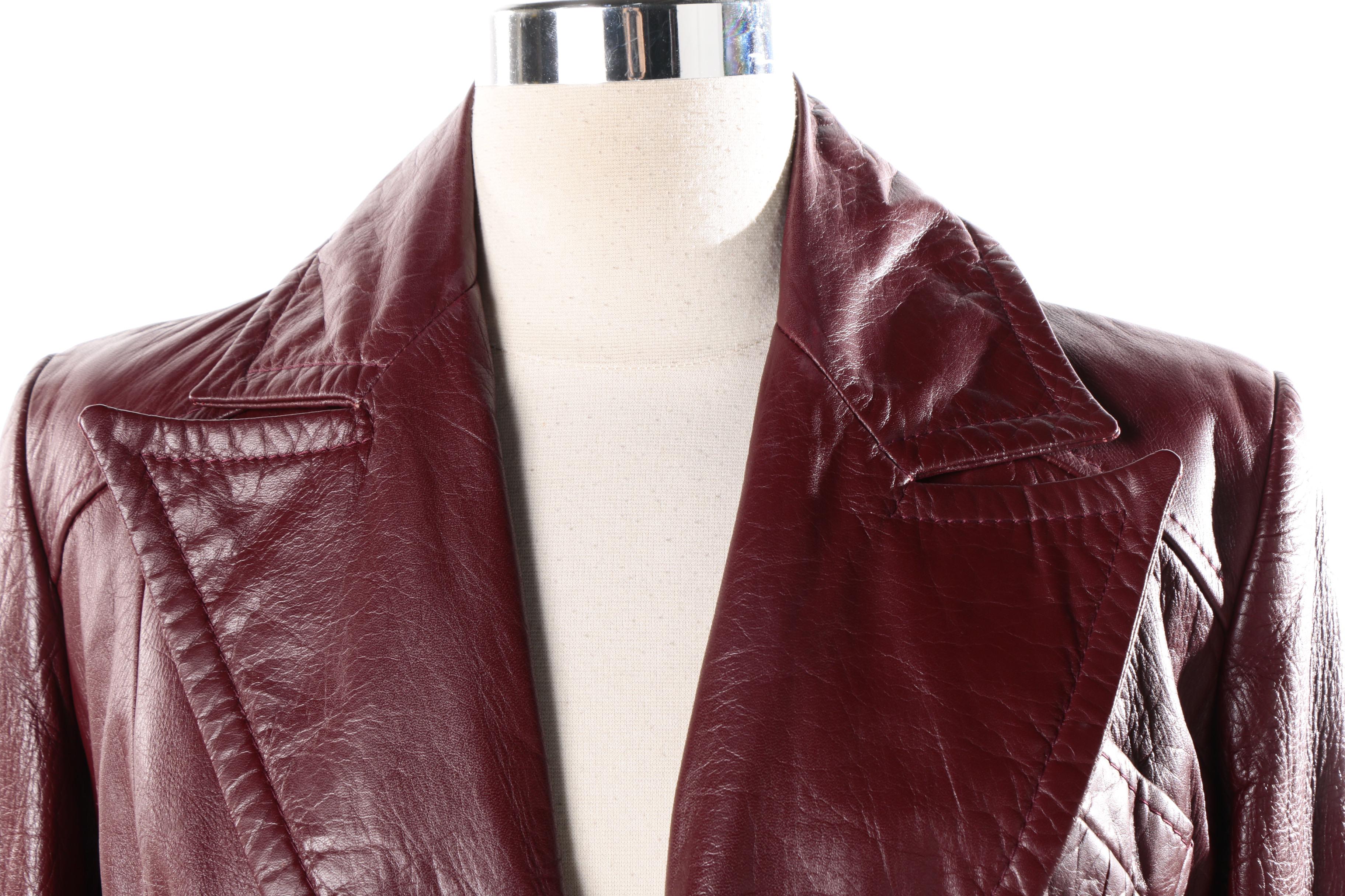 Vintage Etienne Aigner Burgundy Leather Trench Coat