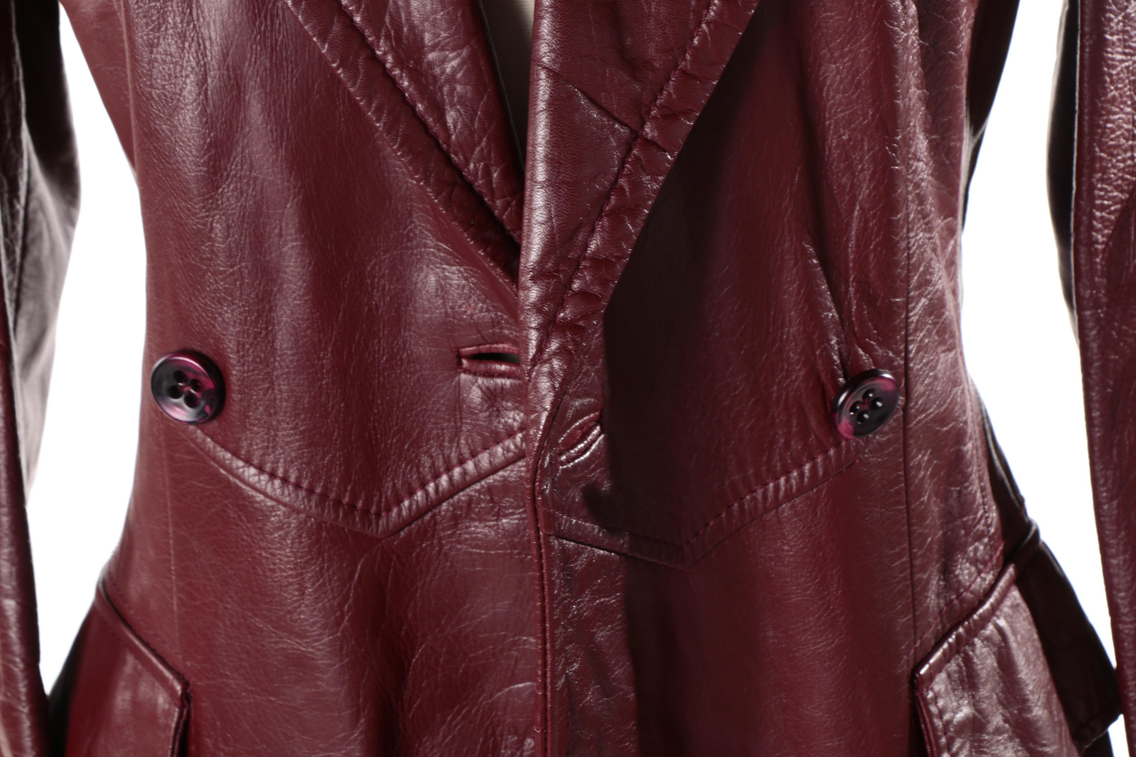 Vintage Etienne Aigner Burgundy Leather Trench Coat