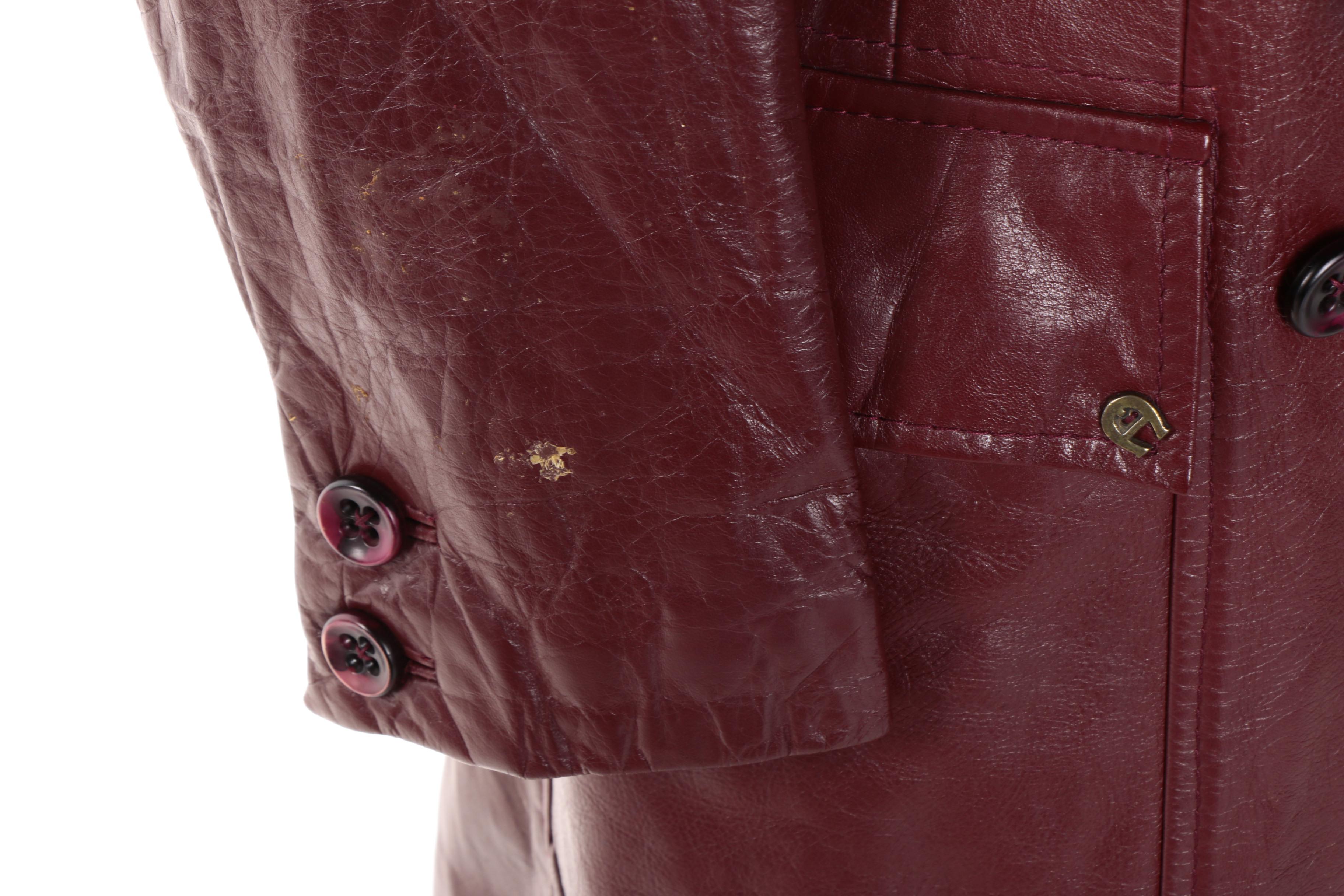 Vintage Etienne Aigner Burgundy Leather Trench Coat