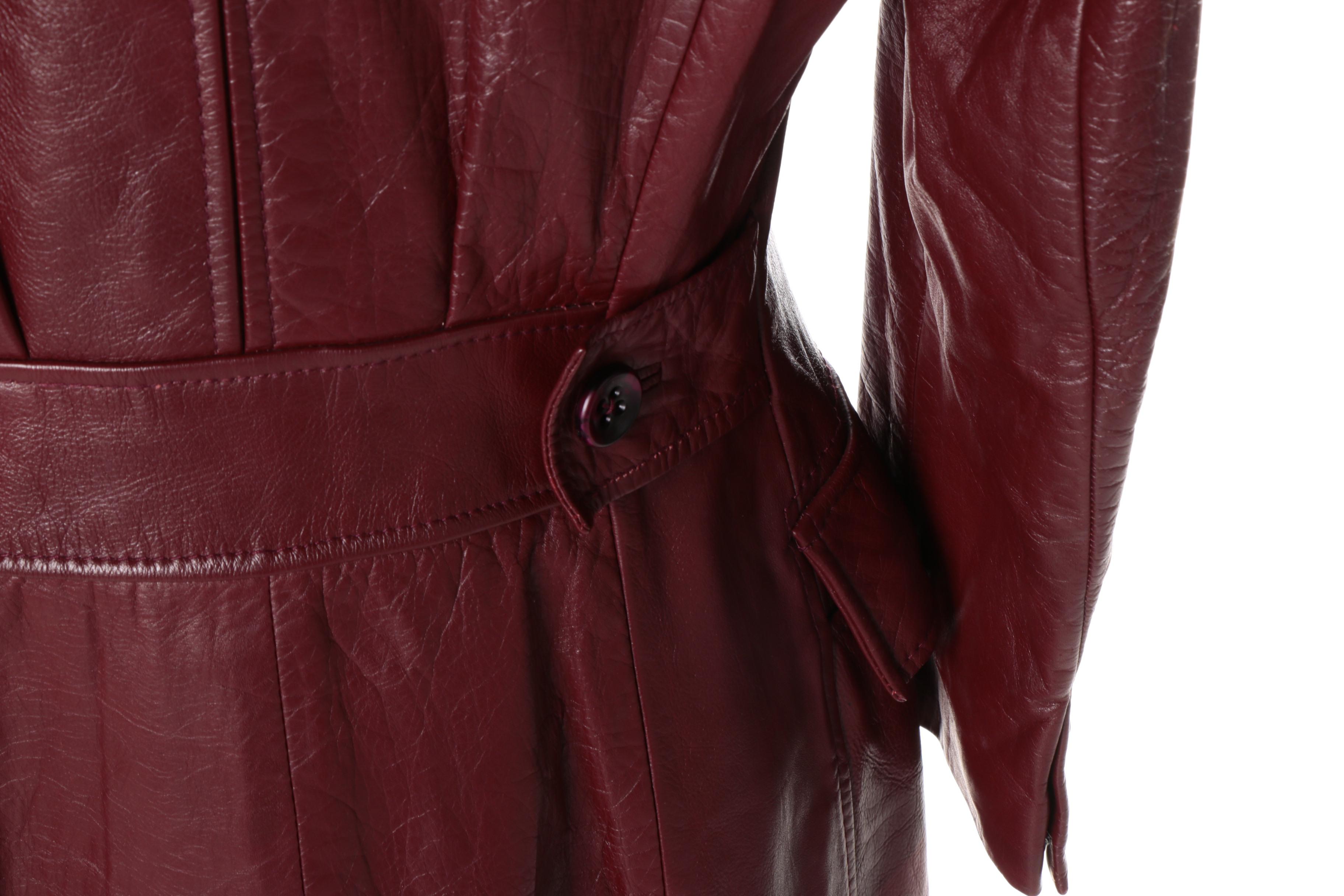 Vintage Etienne Aigner Burgundy Leather Trench Coat