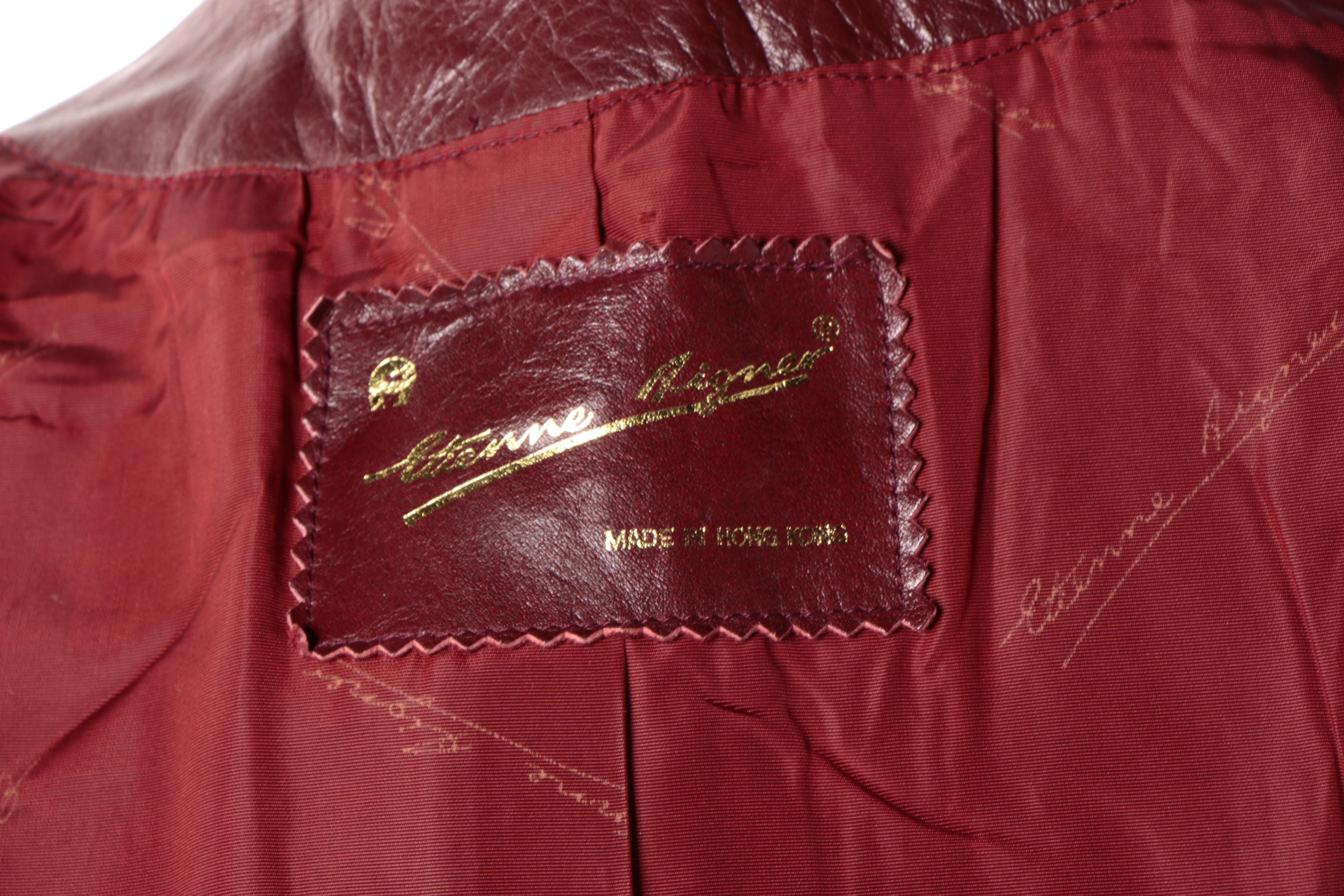 Vintage Etienne Aigner Burgundy Leather Trench Coat