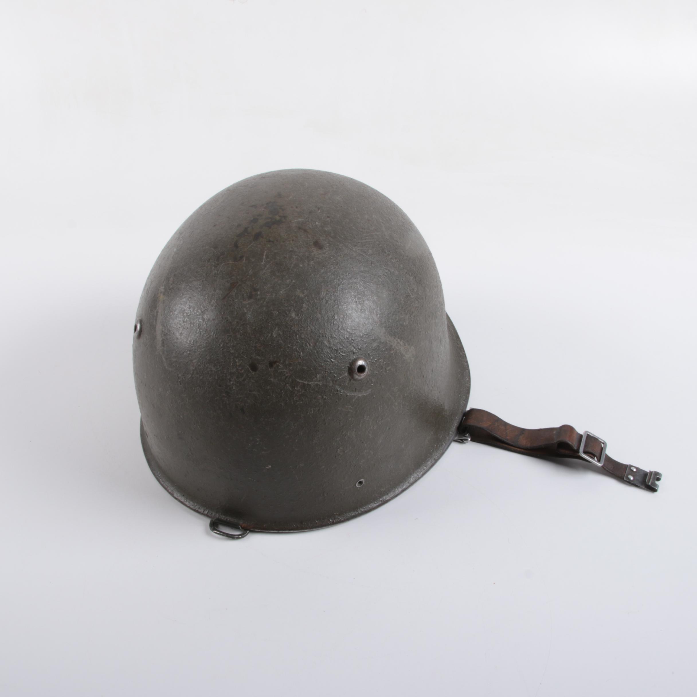 Postwar Soviet Union Style Steel Helmet with Leather Lining