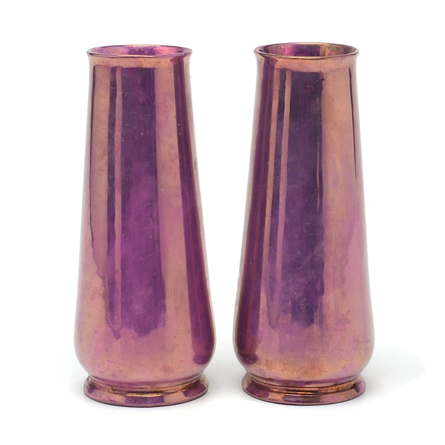 Pair of Czech Lusterware Ceramic Vases