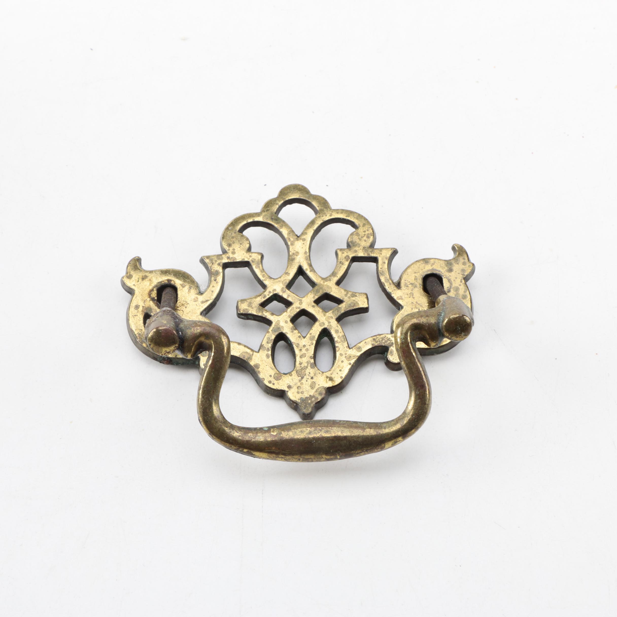 Vintage Brass Chippendale-Style Drawer Pulls
