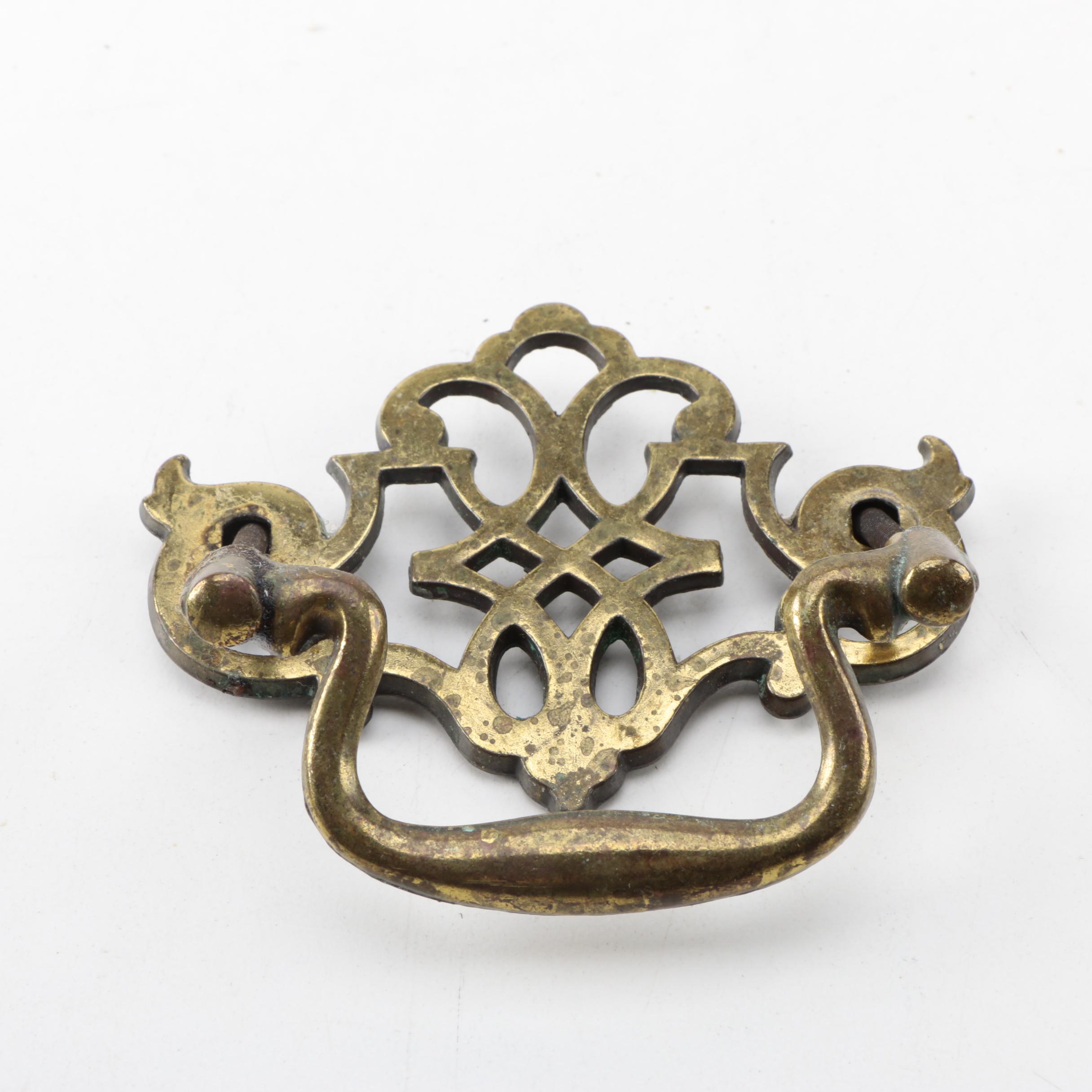 Vintage Brass Chippendale-Style Drawer Pulls