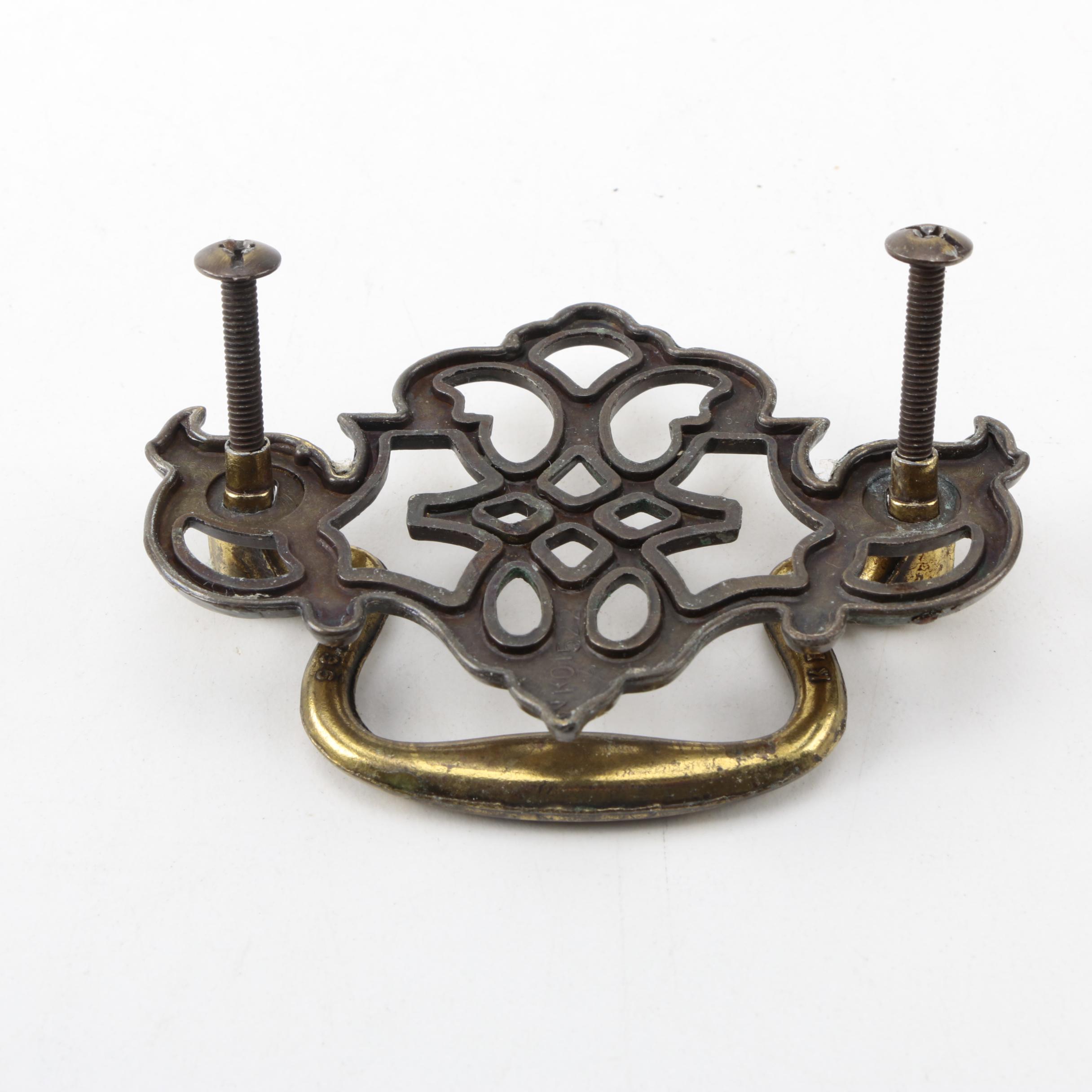 Vintage Brass Chippendale-Style Drawer Pulls
