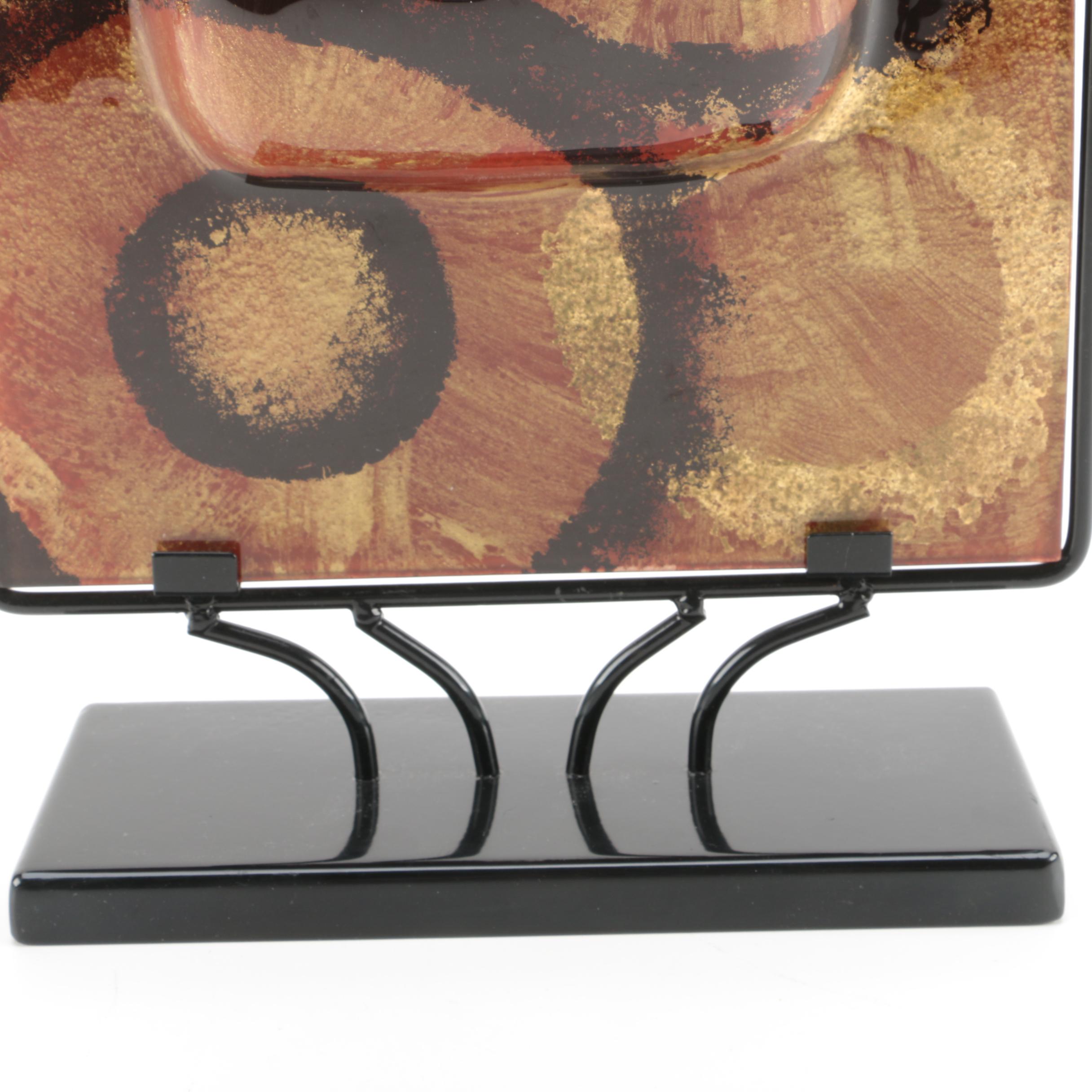 Contemporary Vase with Metal Stand